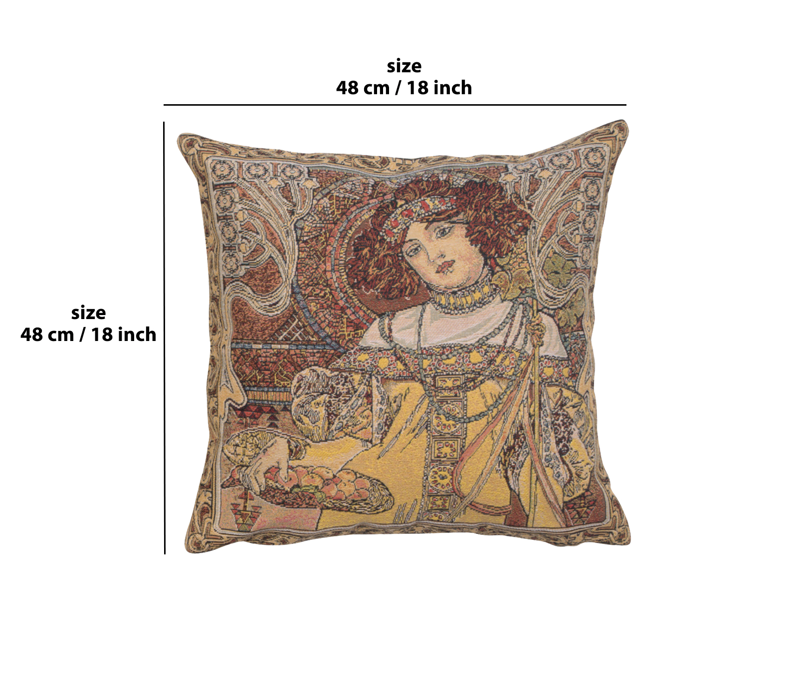 Alphonse Mucha Autumn I Tapestry Pillow Cover 18x18 Inch Cotton Jacquard Woven Cushion Cover