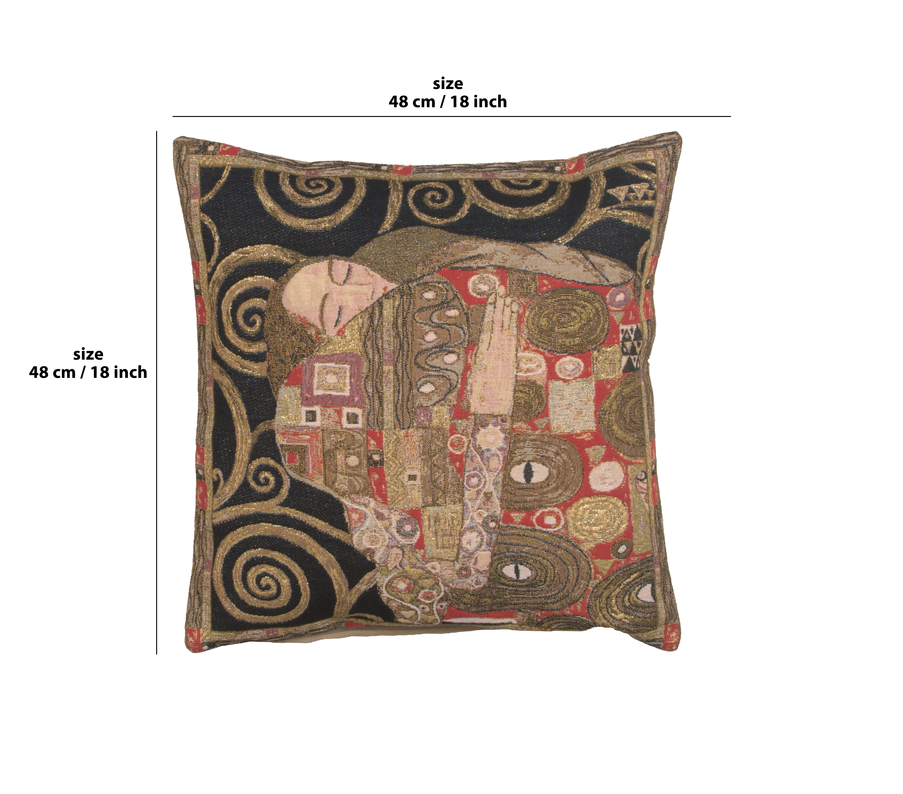 Gustav Klimt The Accomplissement Black European Tapestry Pillow Cover 18x18 Inch Pure Cotton Cushion Cover