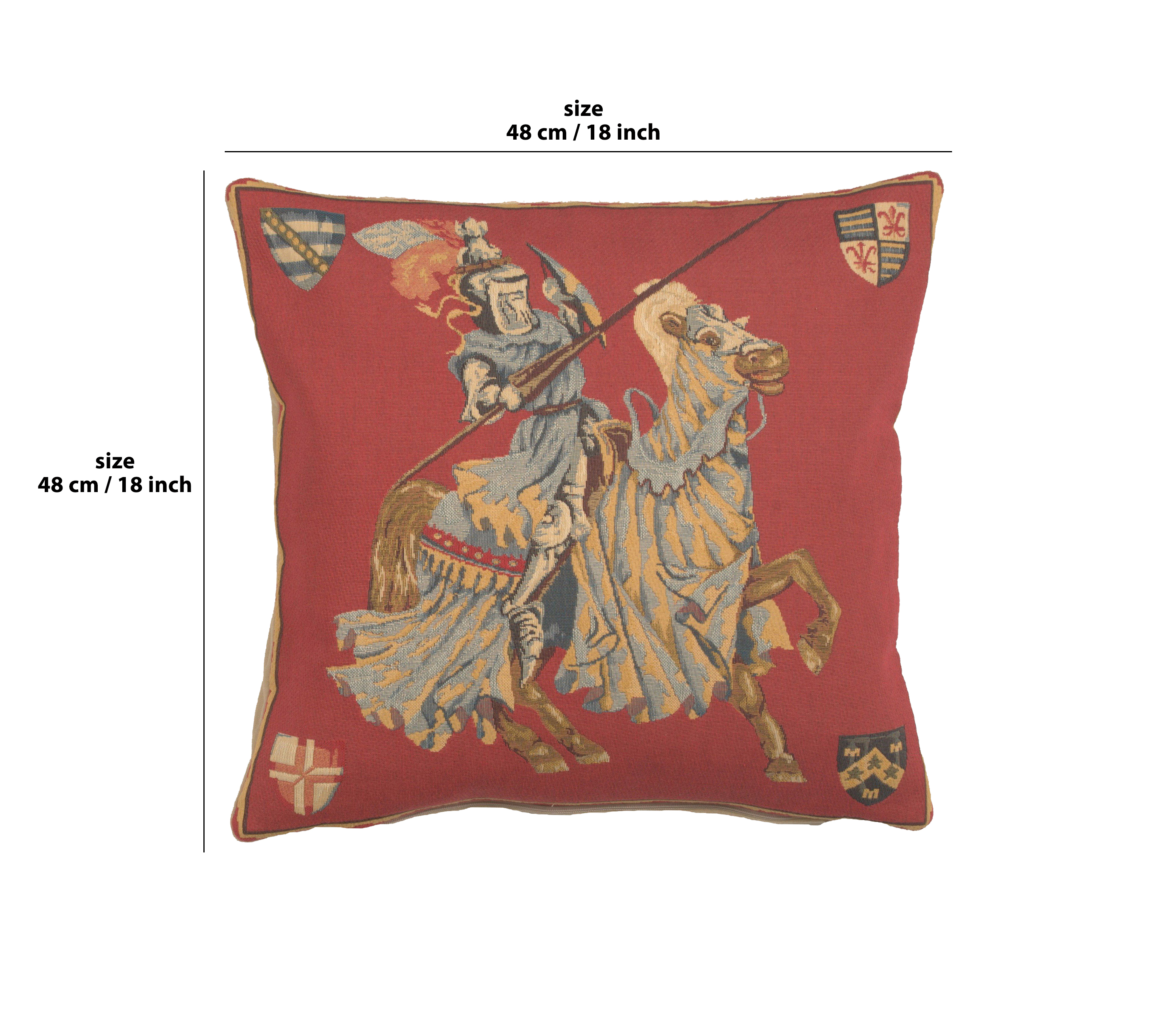 Blue Knight European Tapestry Pillow Cover 18x18 Inch Cotton Jacquard Woven Cushion Cover