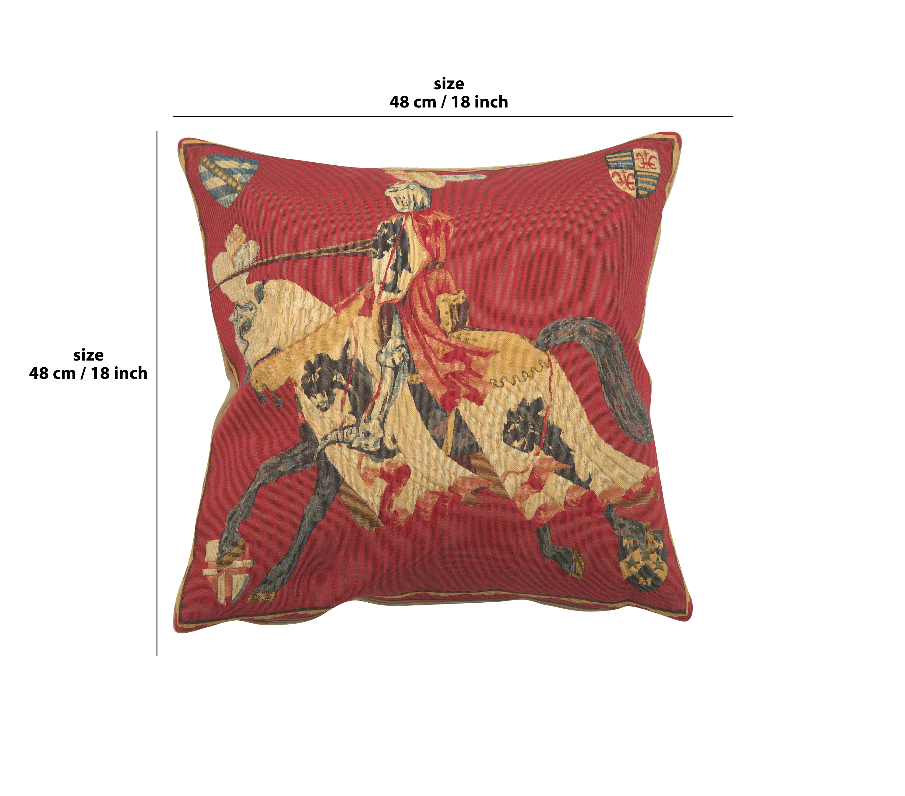 Red Knight European Tapestry Pillow Cover 18x18 Inch Cotton Jacquard Woven Cushion Cover