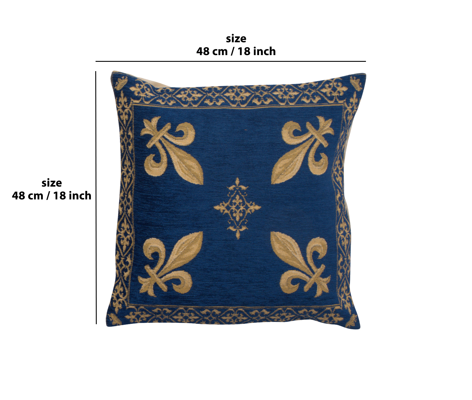 Napoleon Fleur de Lys Blue III Tapestry Pillow Cover 18x18 Inch Cotton Jacquard Woven Cushion Cover