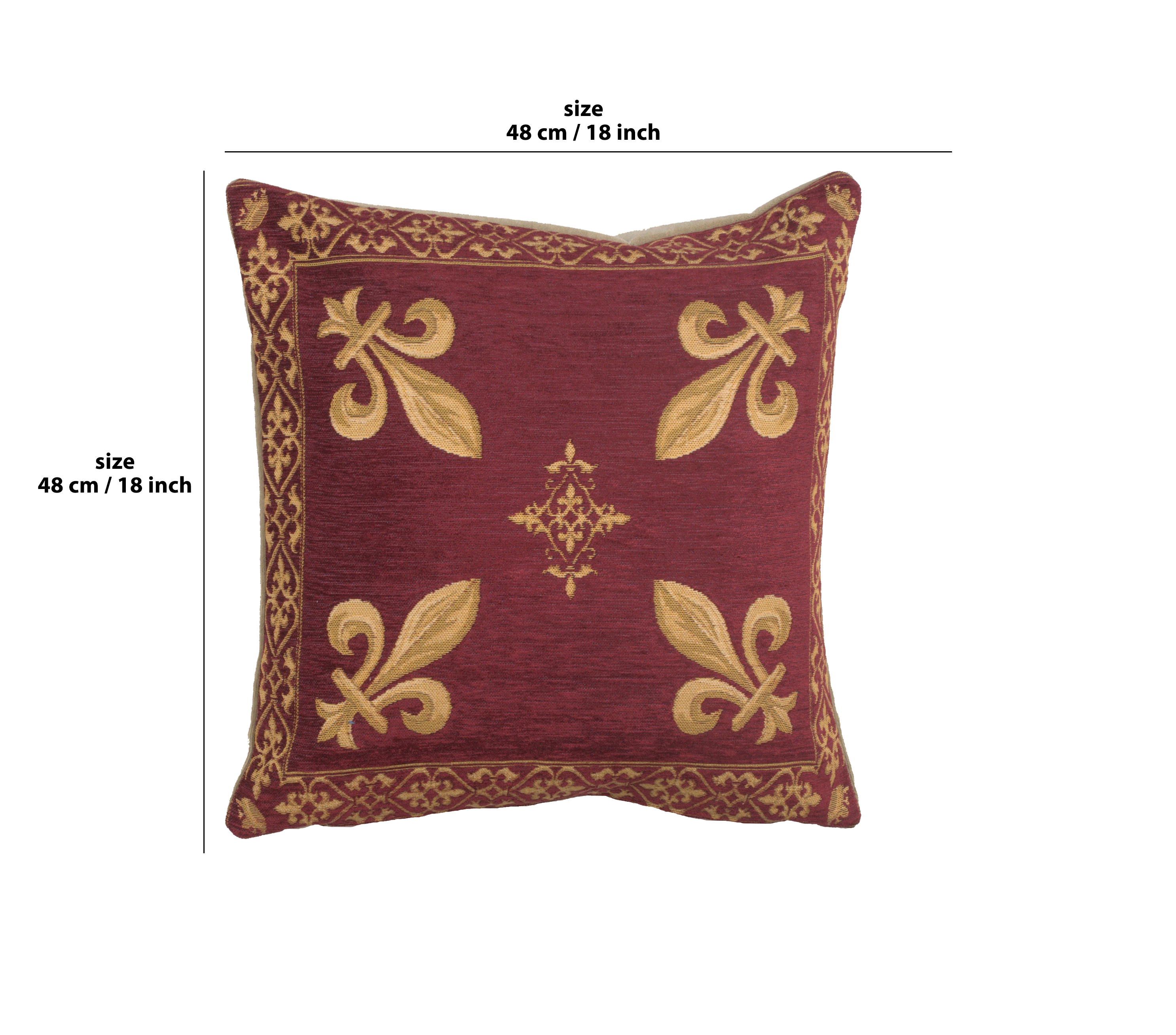 Napoleon Fleur de Lys Red II Tapestry Pillow Cover 18x18 Inch Cotton Jacquard Woven Cushion Cover