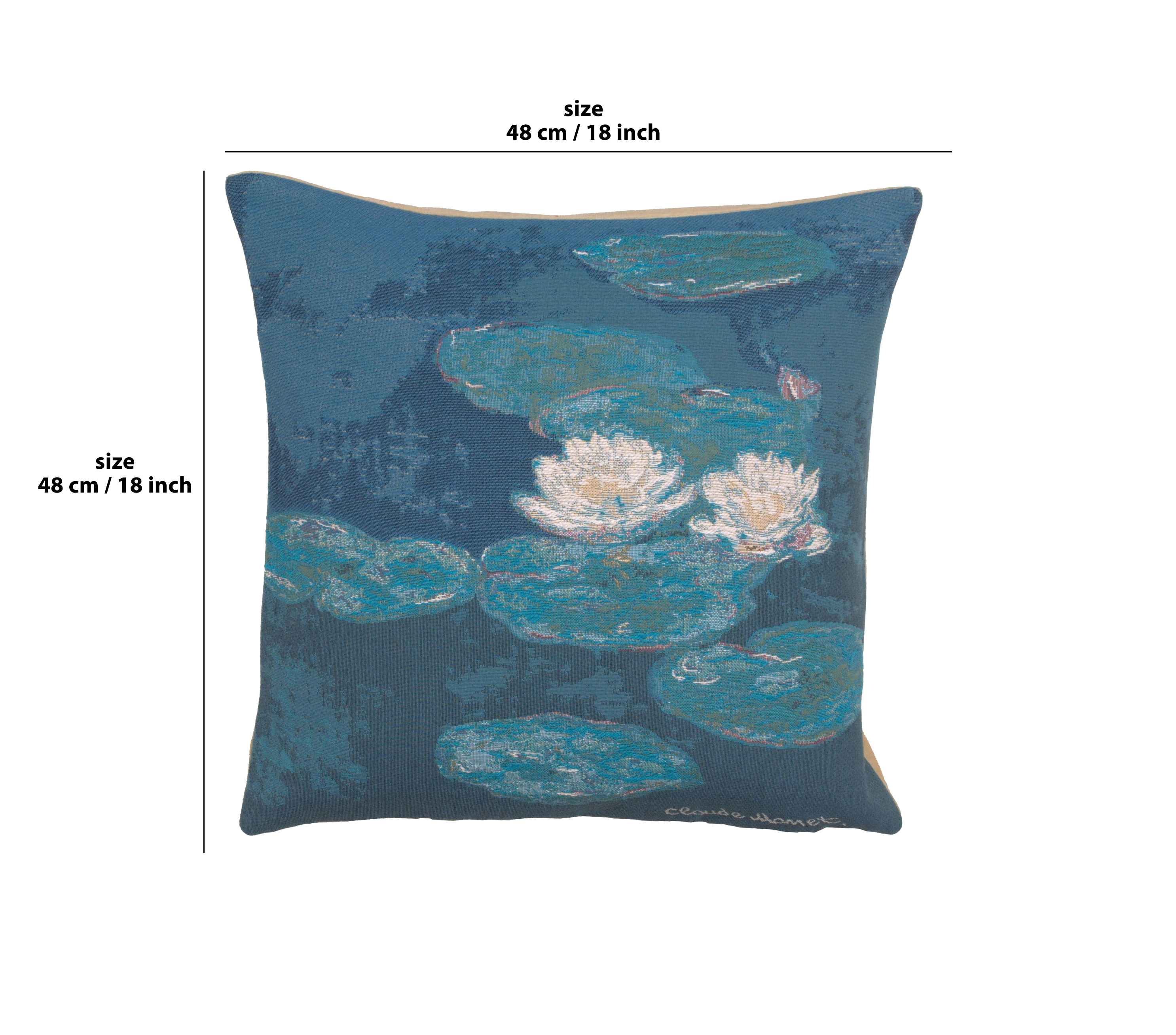 Claude Monet Lily Pads Tapestry Pillow Cover 18x18 Inch Cotton Jacquard Woven Cushion Cover