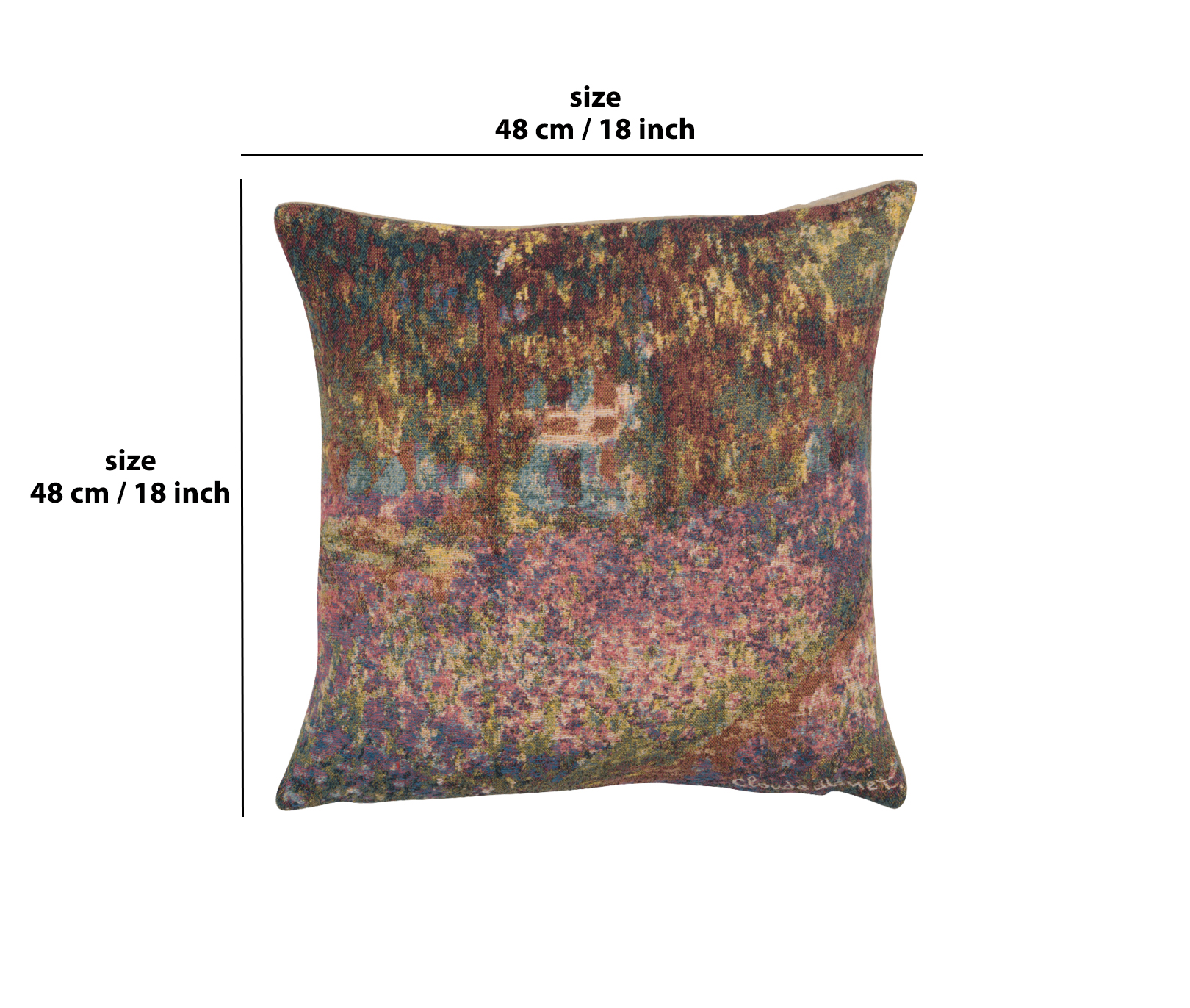 Claude Monet Iris Garden Tapestry Pillow Cover 18x18 Inch Cotton Jacquard Woven Cushion Cover