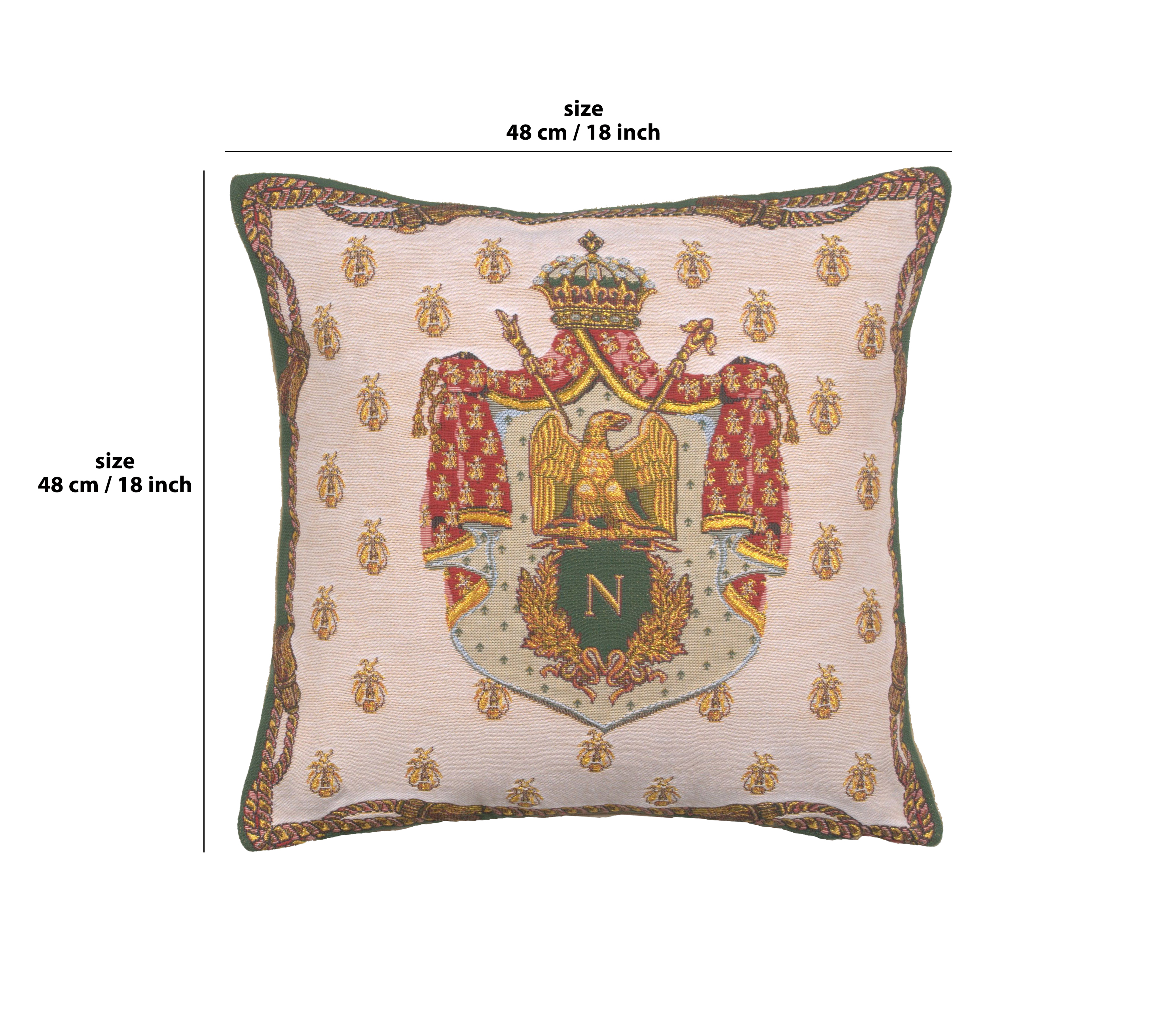 Vintage Blason Royal Tapestry Pillow Cover 18x18 Inch Cotton Jacquard Woven Cushion Cover