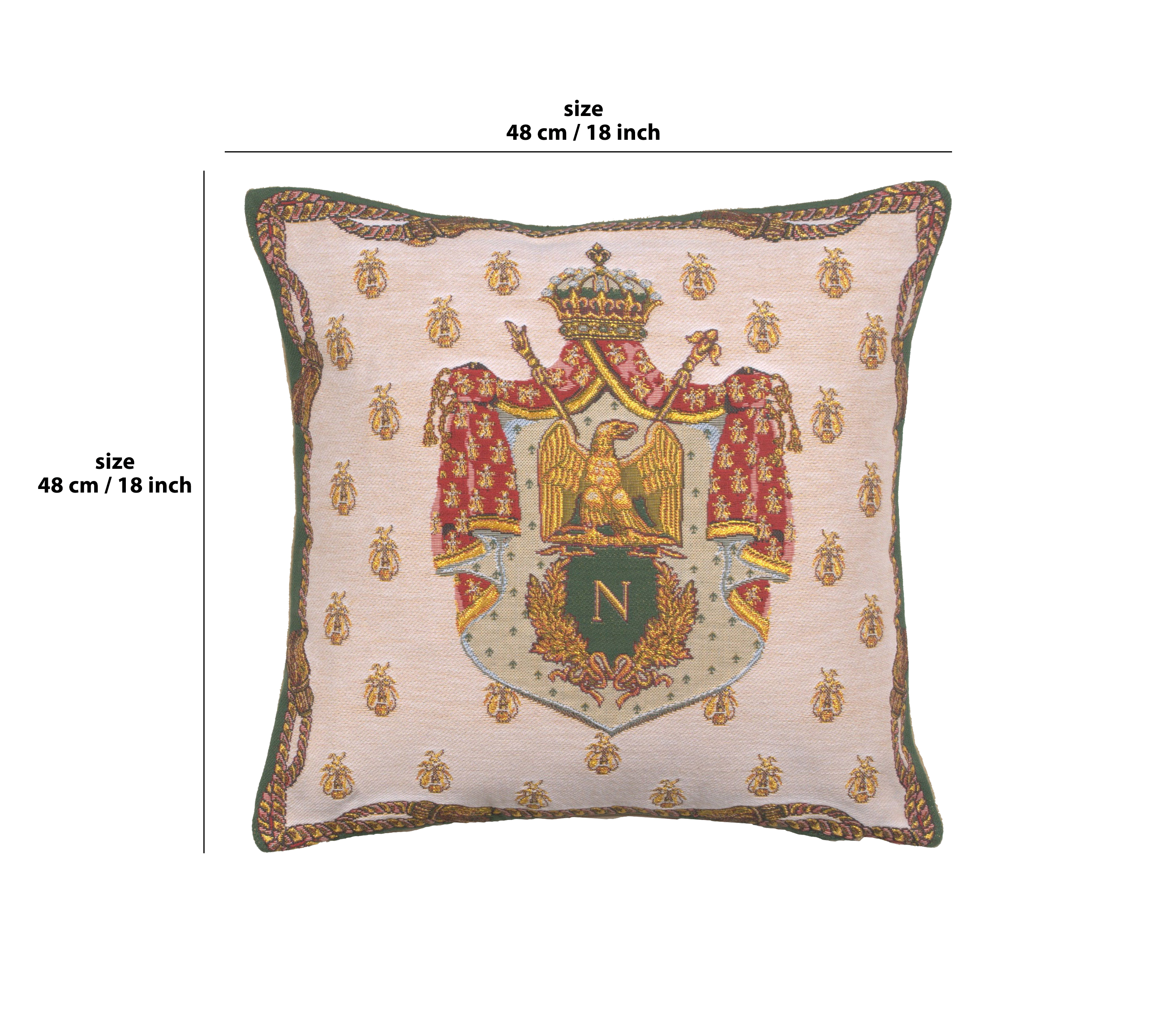 Vintage Napoleon Crest Tapestry Pillow Cover 18x18 Inch Cotton Jacquard Woven Cushion Cover