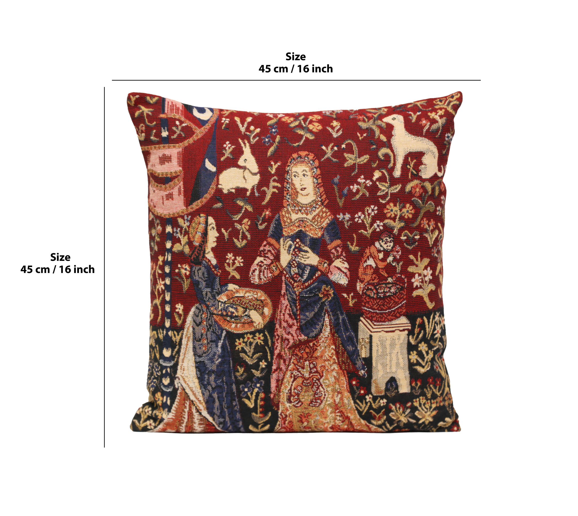 Medieval Smell II Tapestry Pillow Cover 16x16 Inch Cotton Jacquard Woven Cushion Cover
