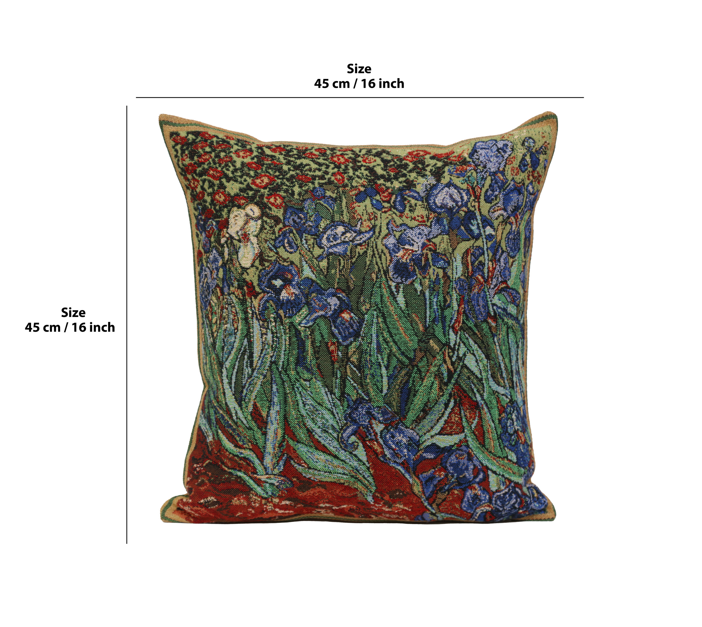 Vincent Van Gogh The Iris I Tapestry Pillow Cover 16x16 Inch Cotton Jacquard Woven Cushion Cover