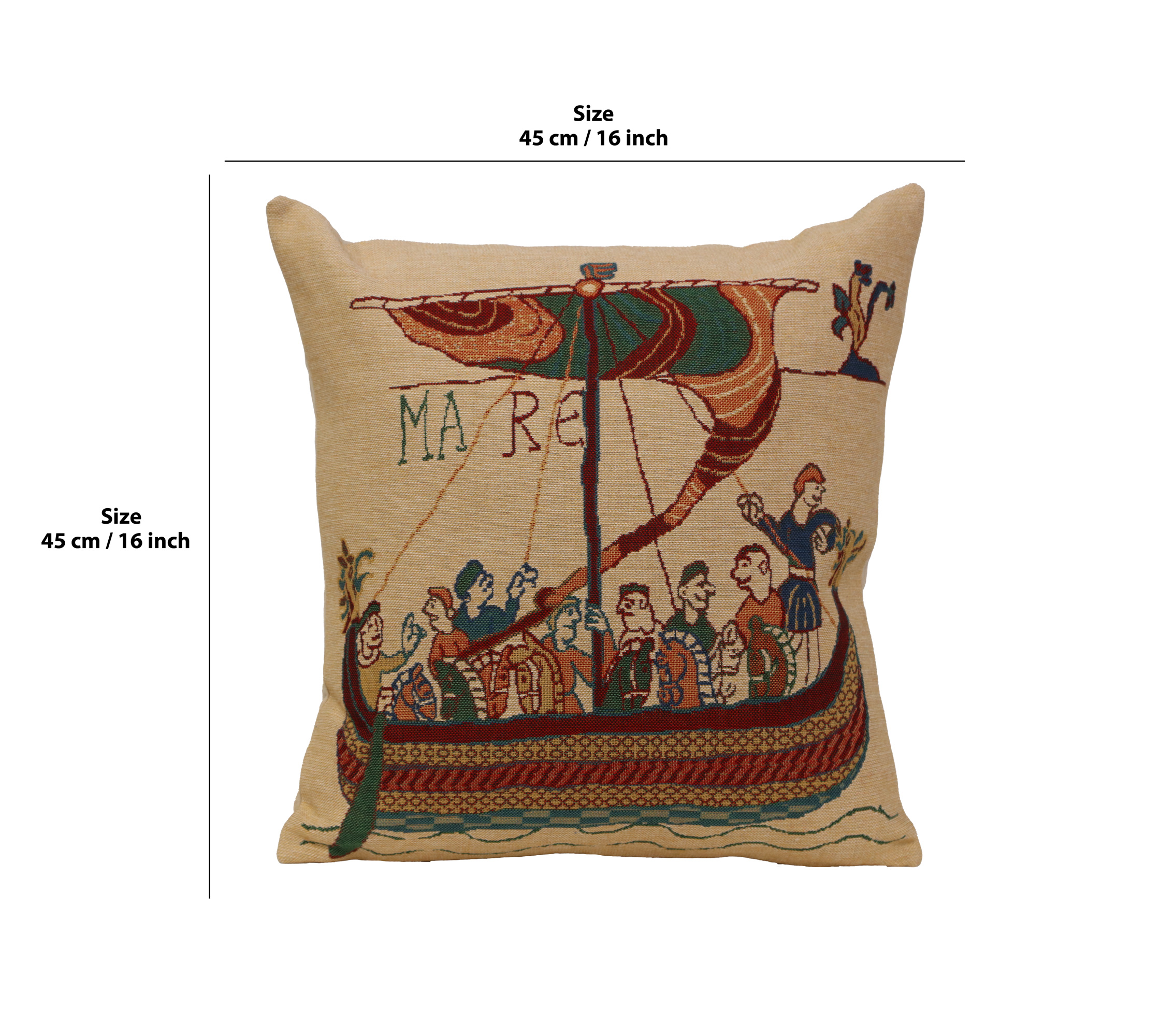 Bayeux Mare Medieval Tapestry Pillow Cover 16x16 Inch Cotton Jacquard Woven Cushion Cover