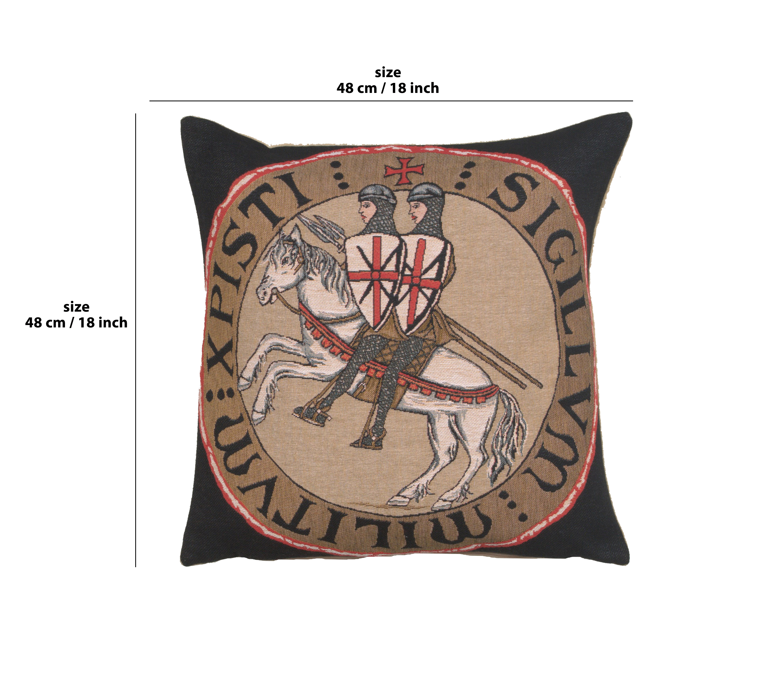 Medieval Sceau Templier I Tapestry Pillow Cover 18x18 Inch Cotton Jacquard Woven Cushion Cover