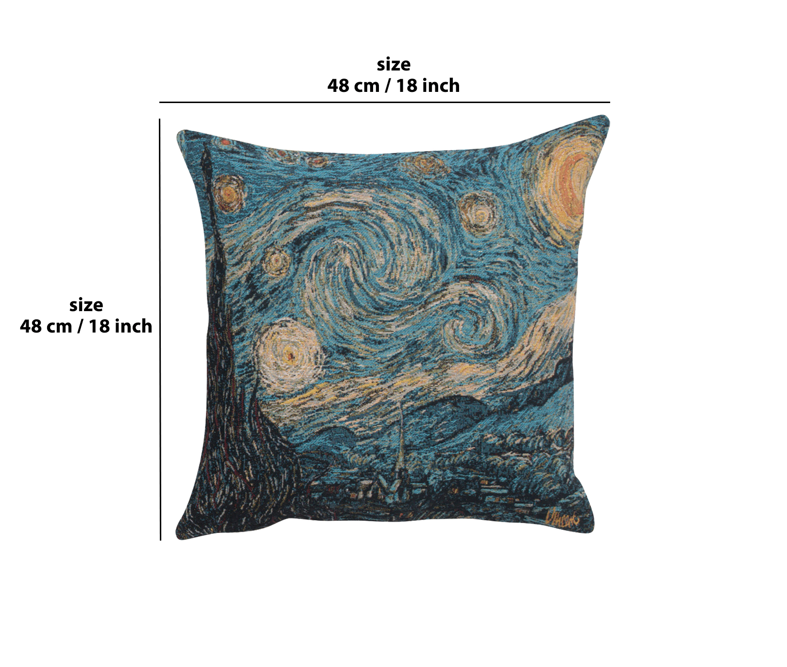 Vincent Van Gogh Starry Night Large Tapestry Pillow Cover 18x18 Inch Cotton Jacquard Woven Cushion Cover
