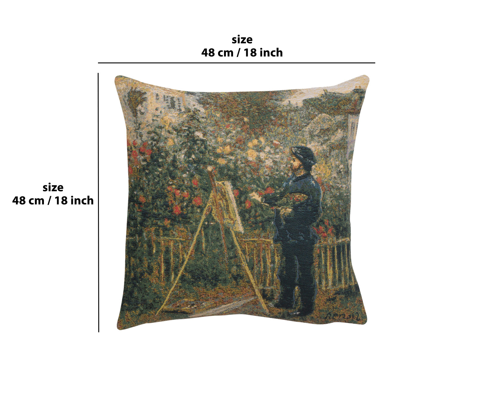 Pierre Auguste Renoir Monet Painting Tapestry Pillow Cover 18x18 Inch Cotton Jacquard Woven Cushion Cover