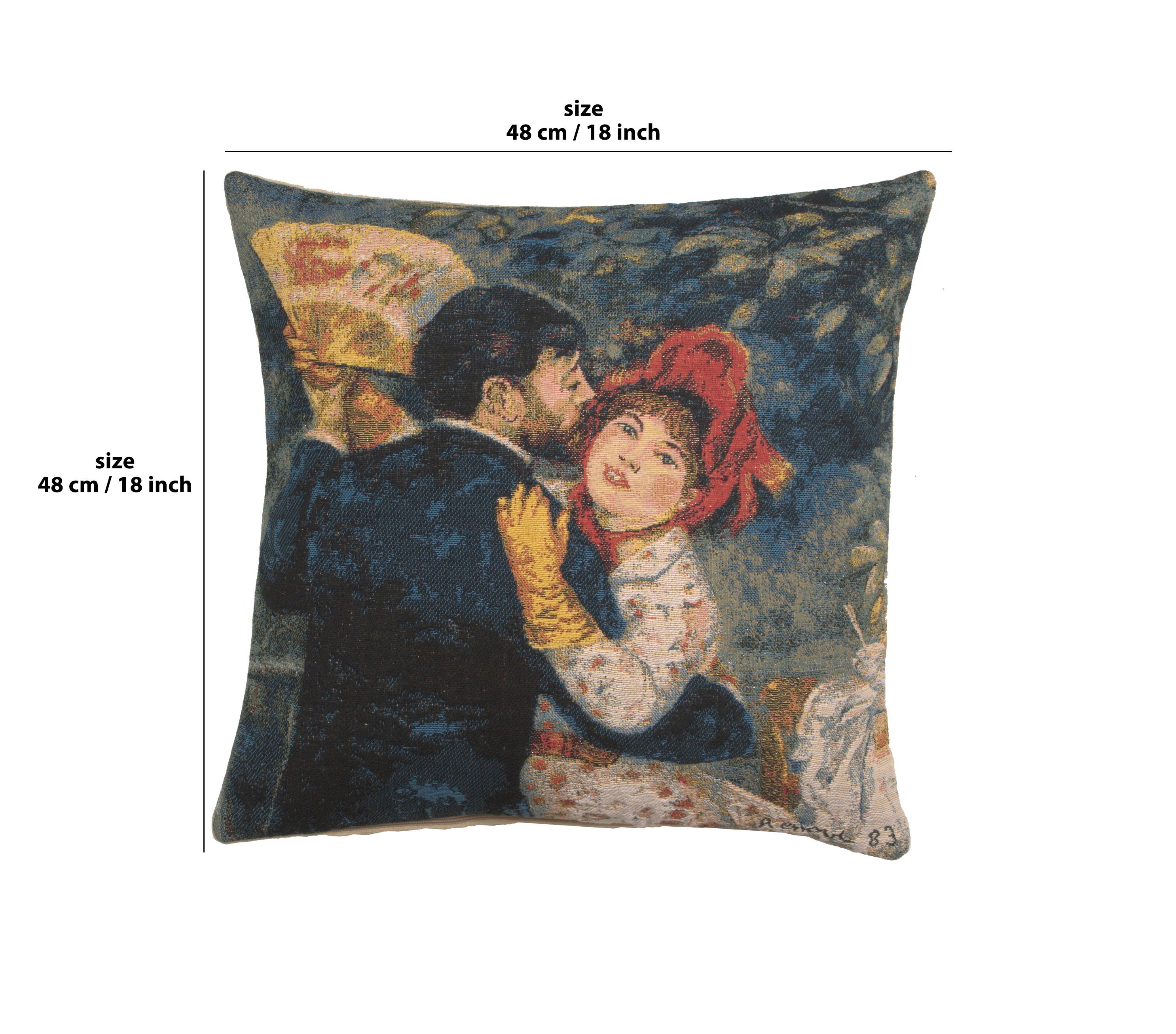 Pierre Auguste Renoir Renoir's Dance Tapestry Pillow Cover 18x18 Inch Cotton Jacquard Woven Cushion Cover