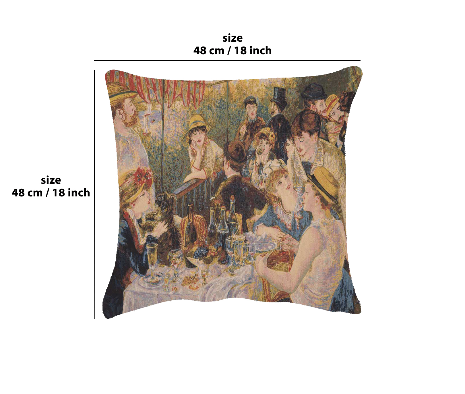 Pierre Auguste Renoir Boating Party I Tapestry Pillow Cover 18x18 Inch Cotton Jacquard Woven Cushion Cover
