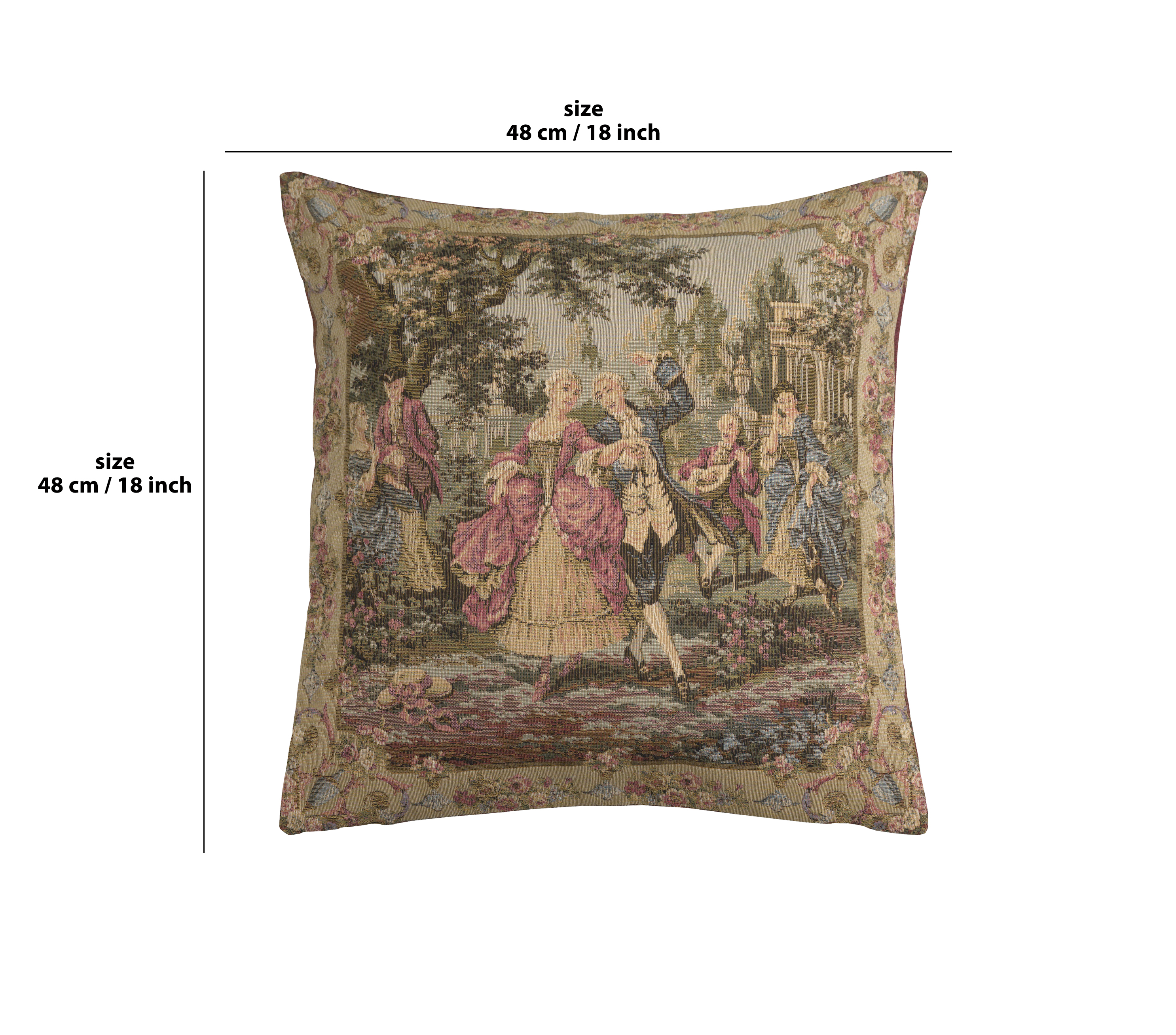 Francois Boucher Garden Party Vintage Tapestry Pillow Cover 18x18 Inch Cotton Jacquard Woven Cushion Cover