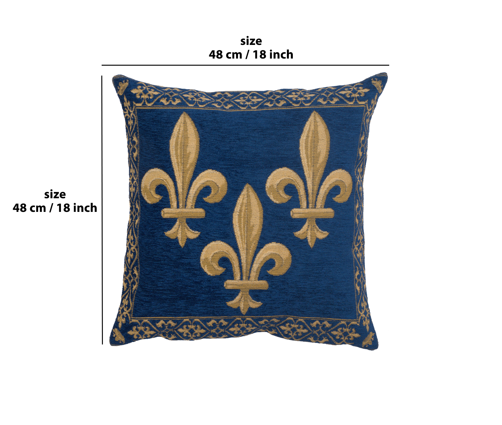 Napoleon Fleur Blue Tapestry Pillow Cover 18x18 Inch Cotton Jacquard Woven Cushion Cover