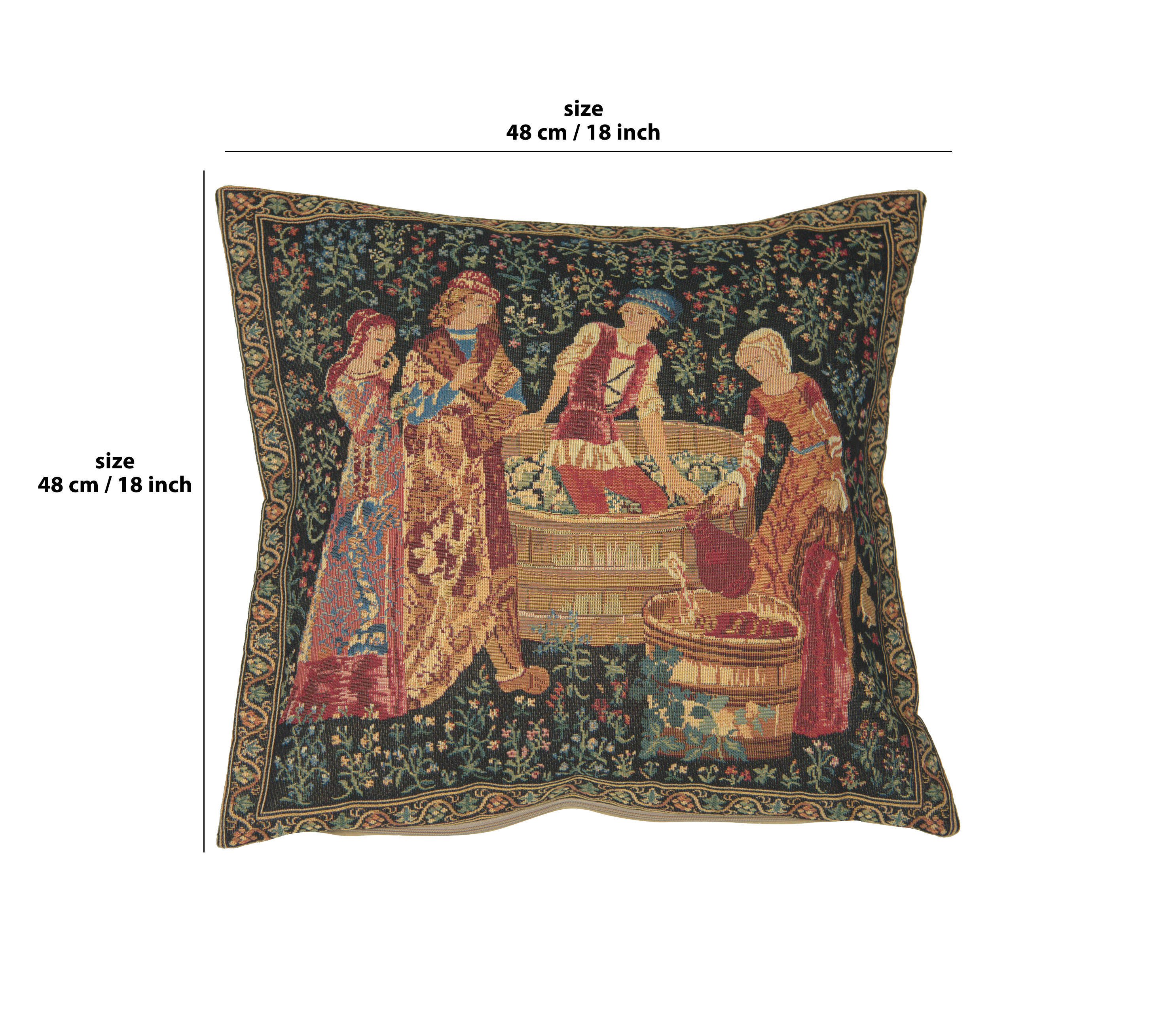 The Wine Press Belgian Tapestry Pillow Cover 18x18 Inch Cotton Jacquard Woven Cushion Cover