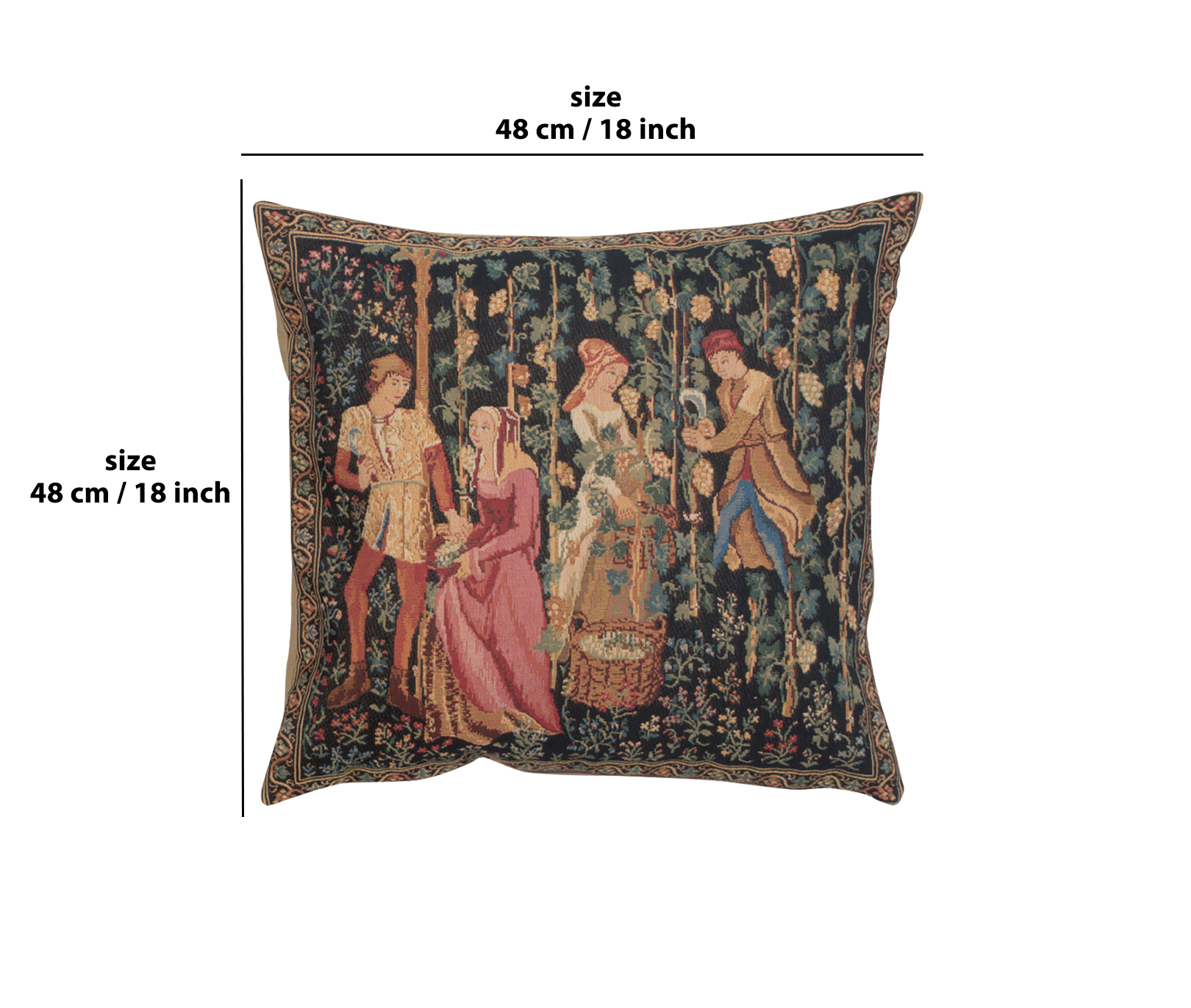 The Harvest Belgian Tapestry Pillow Cover 18x18 Inch Cotton Jacquard Woven Cushion Cover