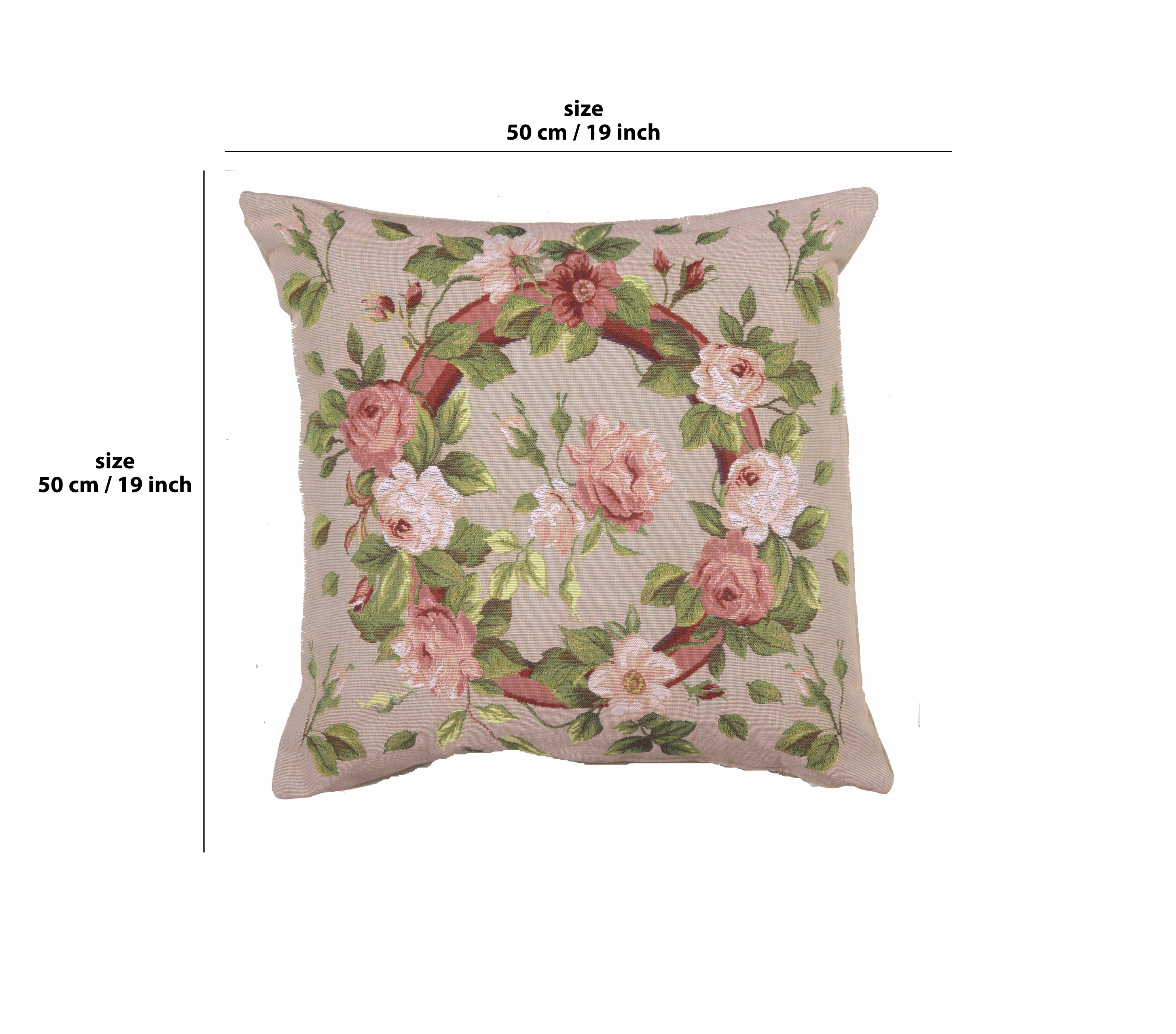 Floral Bunch of Flowers I Tapestry Pillow Cover 19x19 Inch Cotton Jacquard Woven Cushion Cover