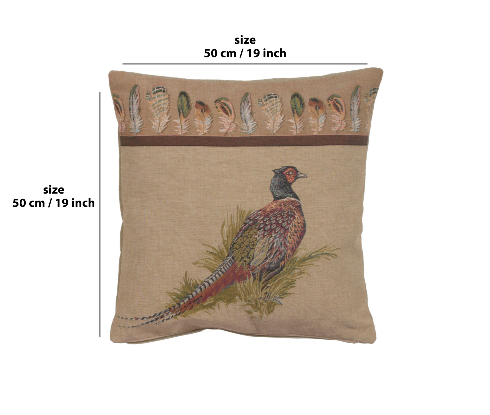 Jean Baptiste Huet Pheasant Tapestry Pillow Cover 19x19 Inch Cotton Jacquard Woven Cushion Cover