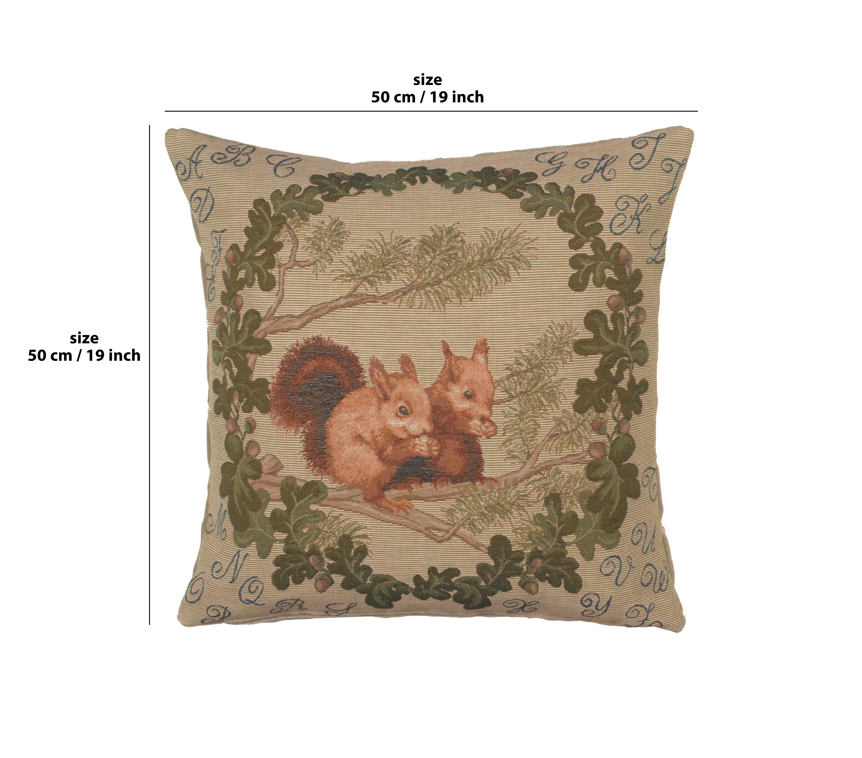Jean Baptiste Huet Squirrels Tapestry Pillow Cover 19x19 Inch Cotton Jacquard Woven Cushion Cover