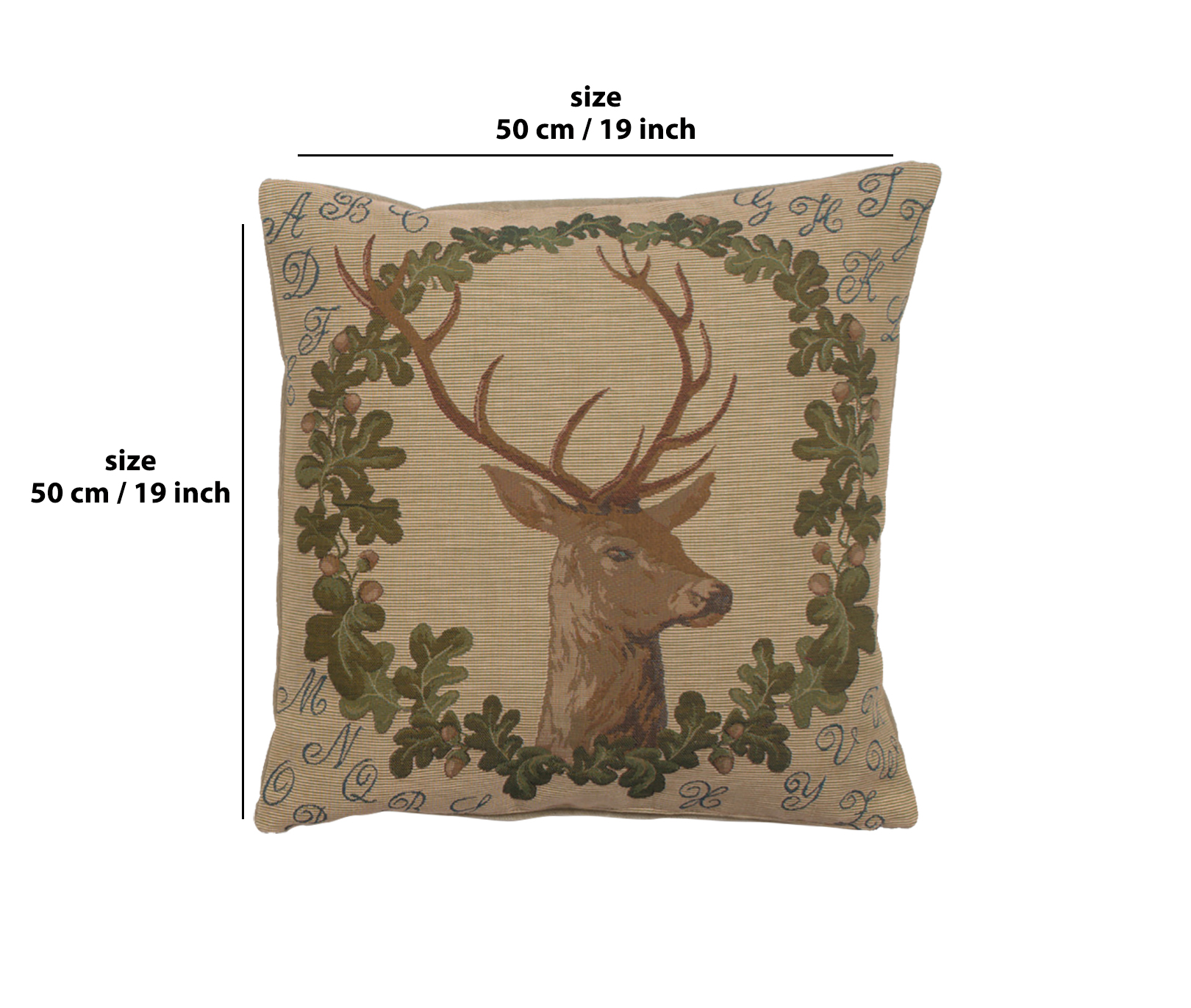William Morris ABC Stag Tapestry Pillow Cover 19x19 Inch Cotton Jacquard Woven Cushion Cover