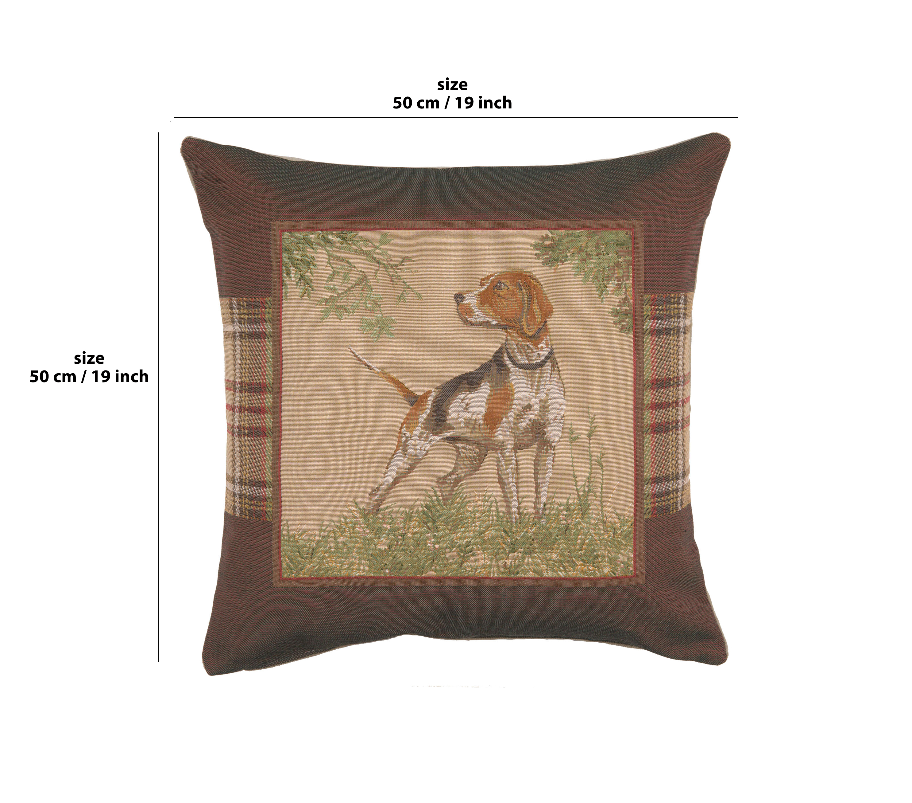 Alexandre Francois Dog Pointer Tapestry Pillow Cover 19x19 Inch Cotton Jacquard Woven Cushion Cover