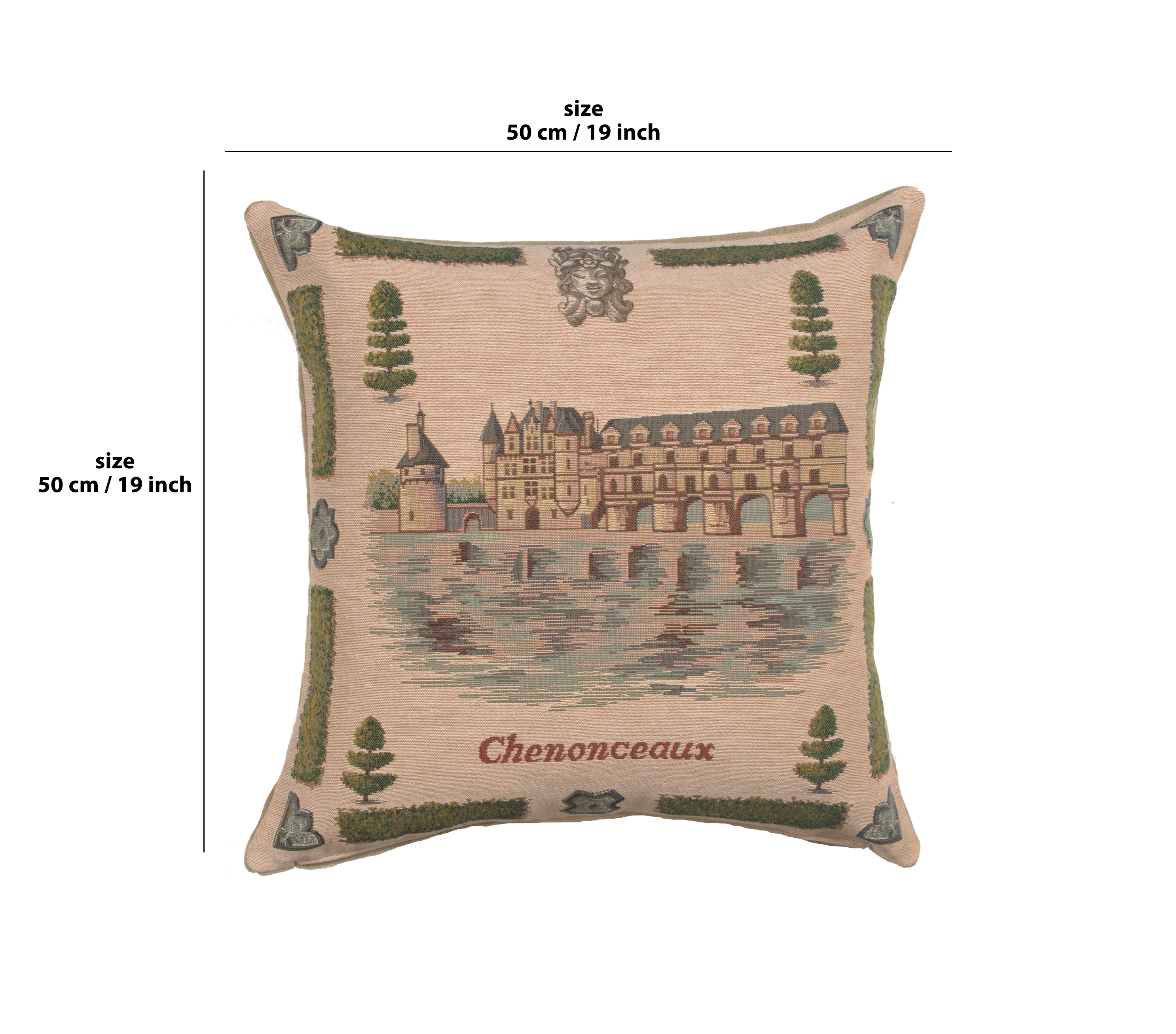 Chenonceaux I French Tapestry Pillow Cover 19x19 Inch Cotton Jacquard Woven Cushion Cover