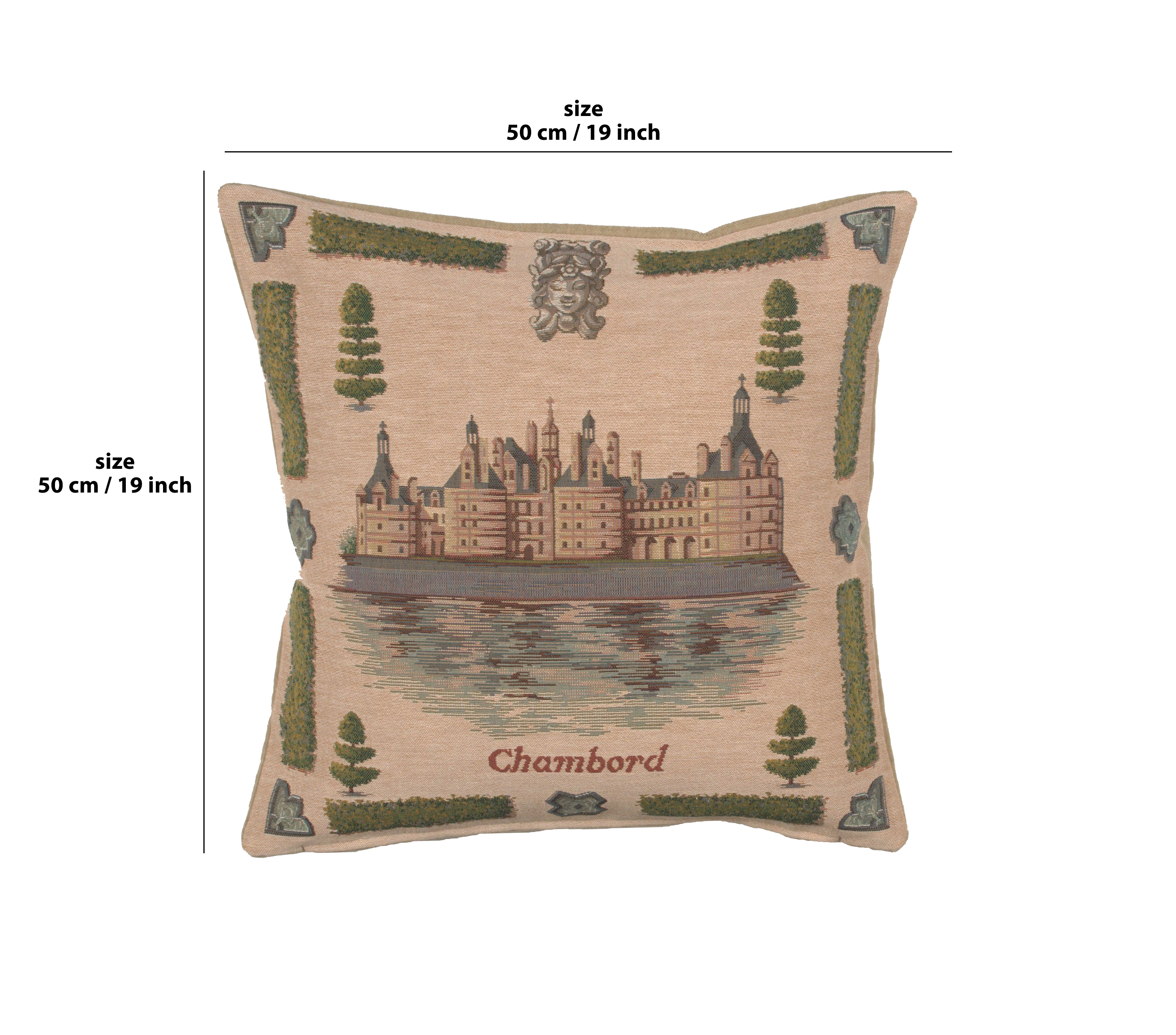 Chambord I French Tapestry Pillow Cover 19x19 Inch Cotton Jacquard Woven Cushion Cover