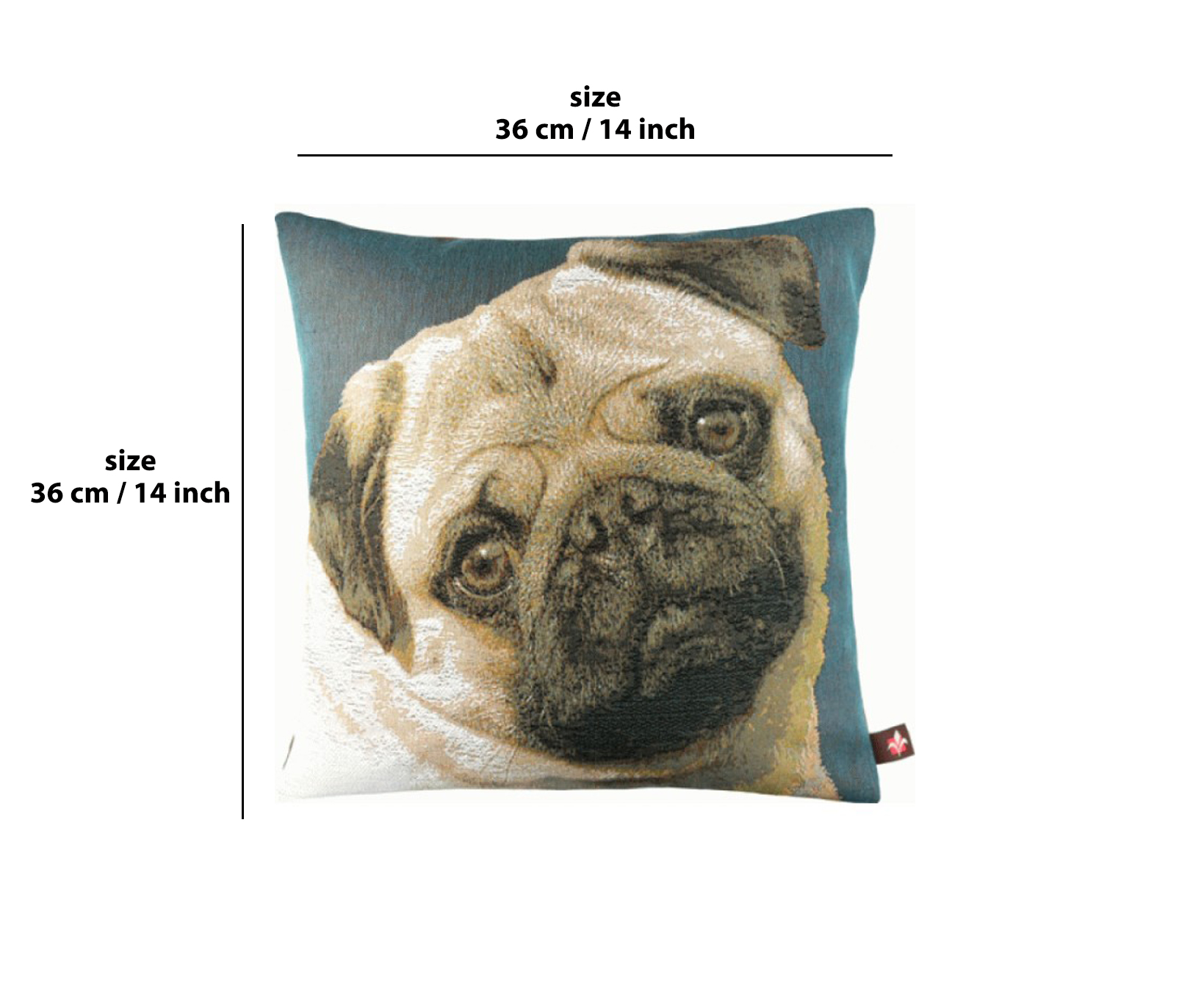 Thomas Theodor Heine Pugs Face Blue Tapestry Pillow Cover 14x14 Inch Cotton Jacquard Woven Cushion Cover