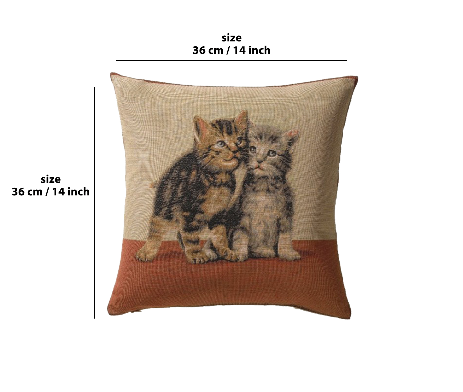 Henriette Ronner Two Kittens I Tapestry Pillow Cover 14x14 Inch Cotton Jacquard Woven Cushion Cover