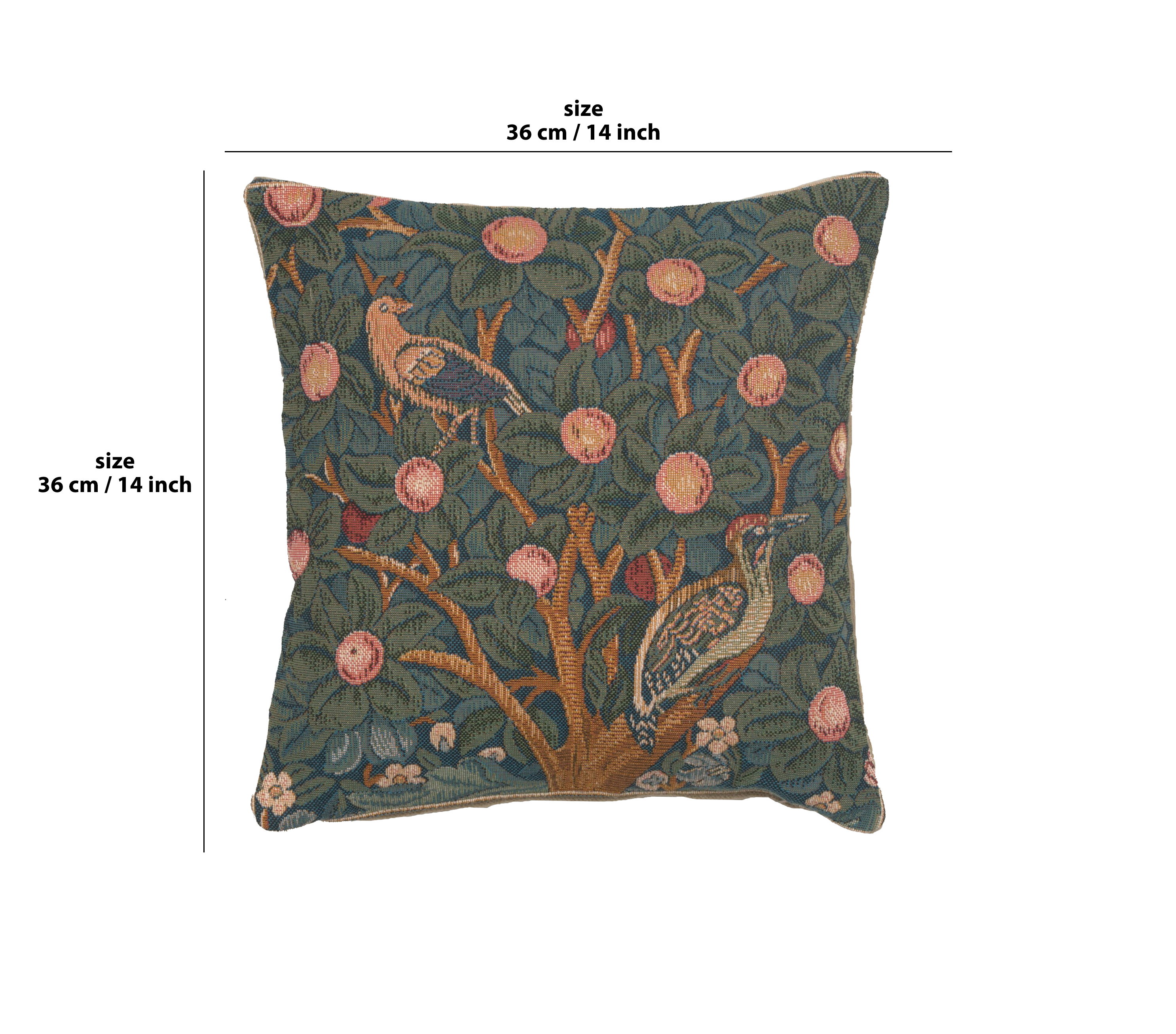 Le Pic Vert French Tapestry Pillow Cover 14x14 Cotton Jacquard Woven Cushion Cover