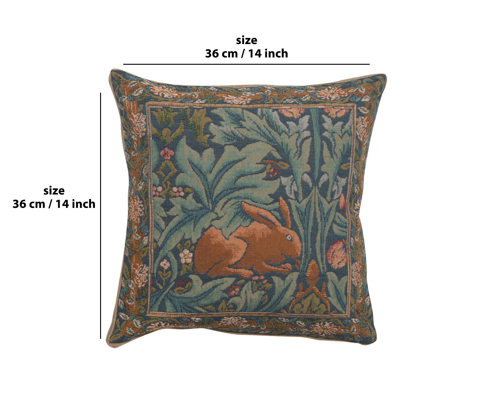 Brother Rabbit Medieval Tapestry Pillow Cover 14x14 European Cotton Jacquard Woven Cushion Cover