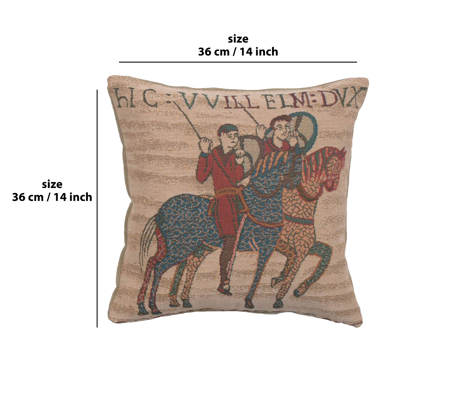 Bayeux Horseriders Tapestry Pillow Cover 14x14 Inch Cotton Jacquard Woven Cushion Cover