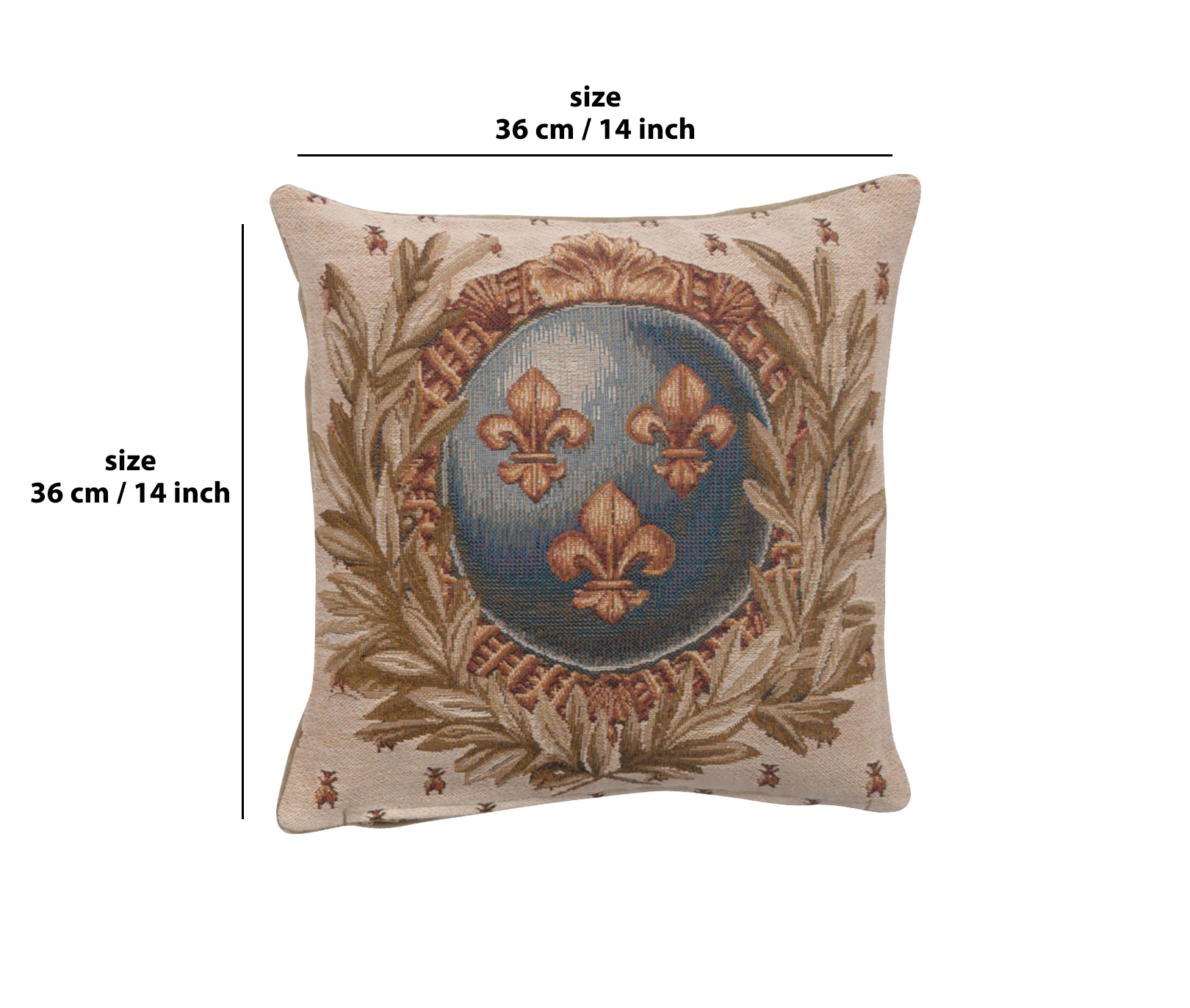 French Empire Lys Tapestry Pillow Cover 14x14 Inch Cotton Jacquard Woven Cushion Cover