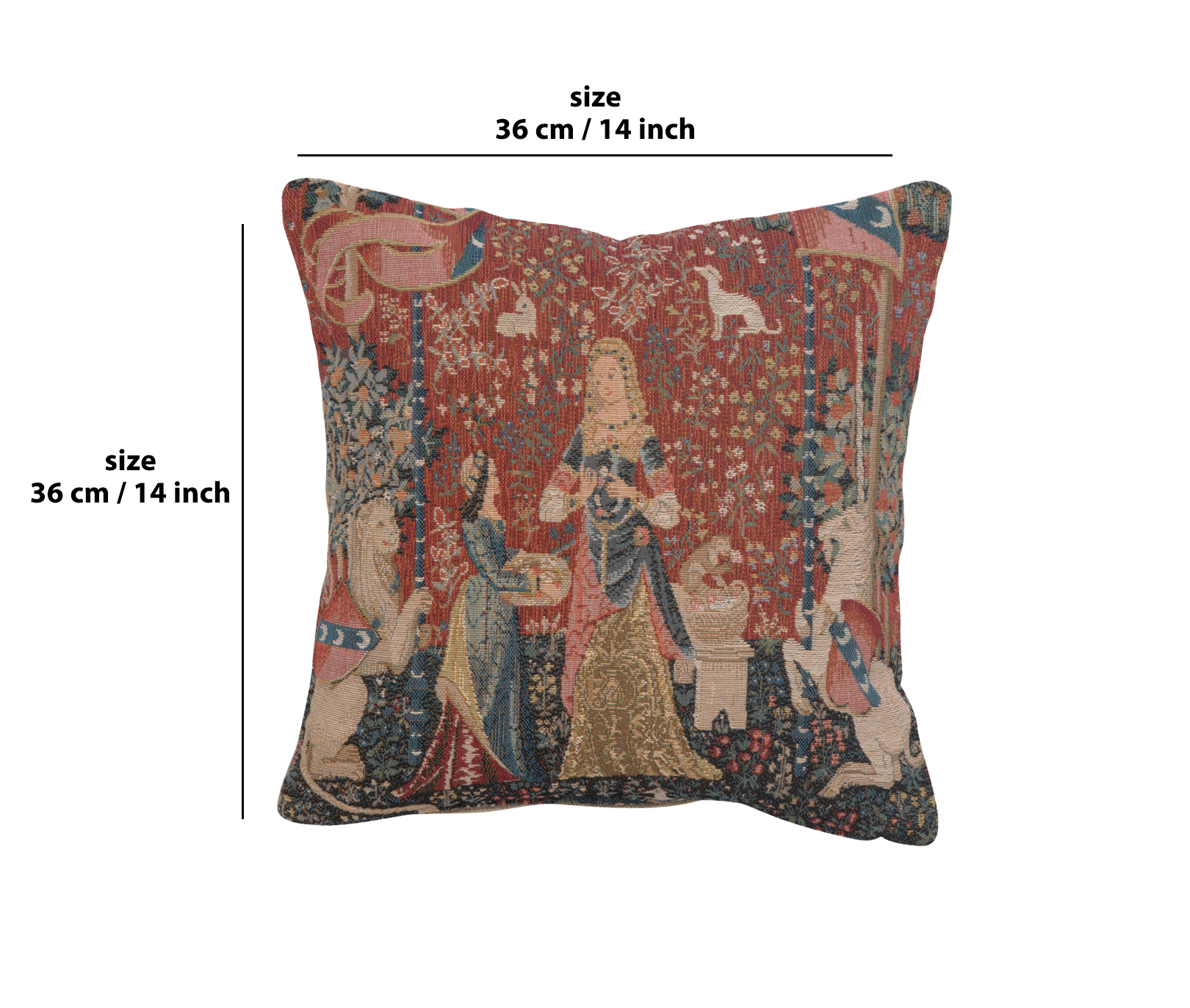 Medieval The Smell Small Tapestry Pillow Cover 14x14 Inch Cotton Jacquard Woven Cushion Cover