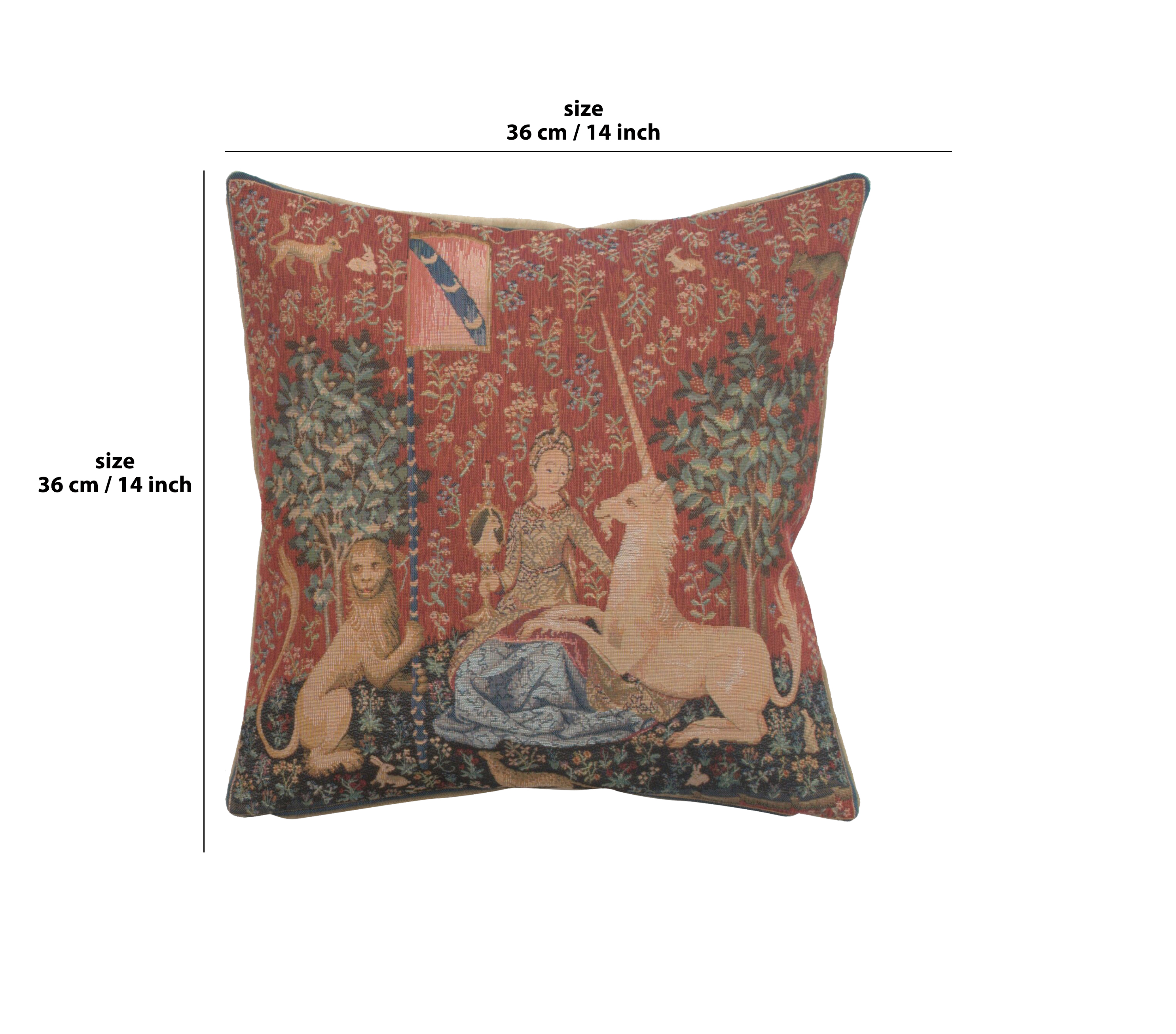 Medieval The Sight Small Tapestry Pillow Cover 14x14 Inch Cotton Jacquard Woven Cushion Cover