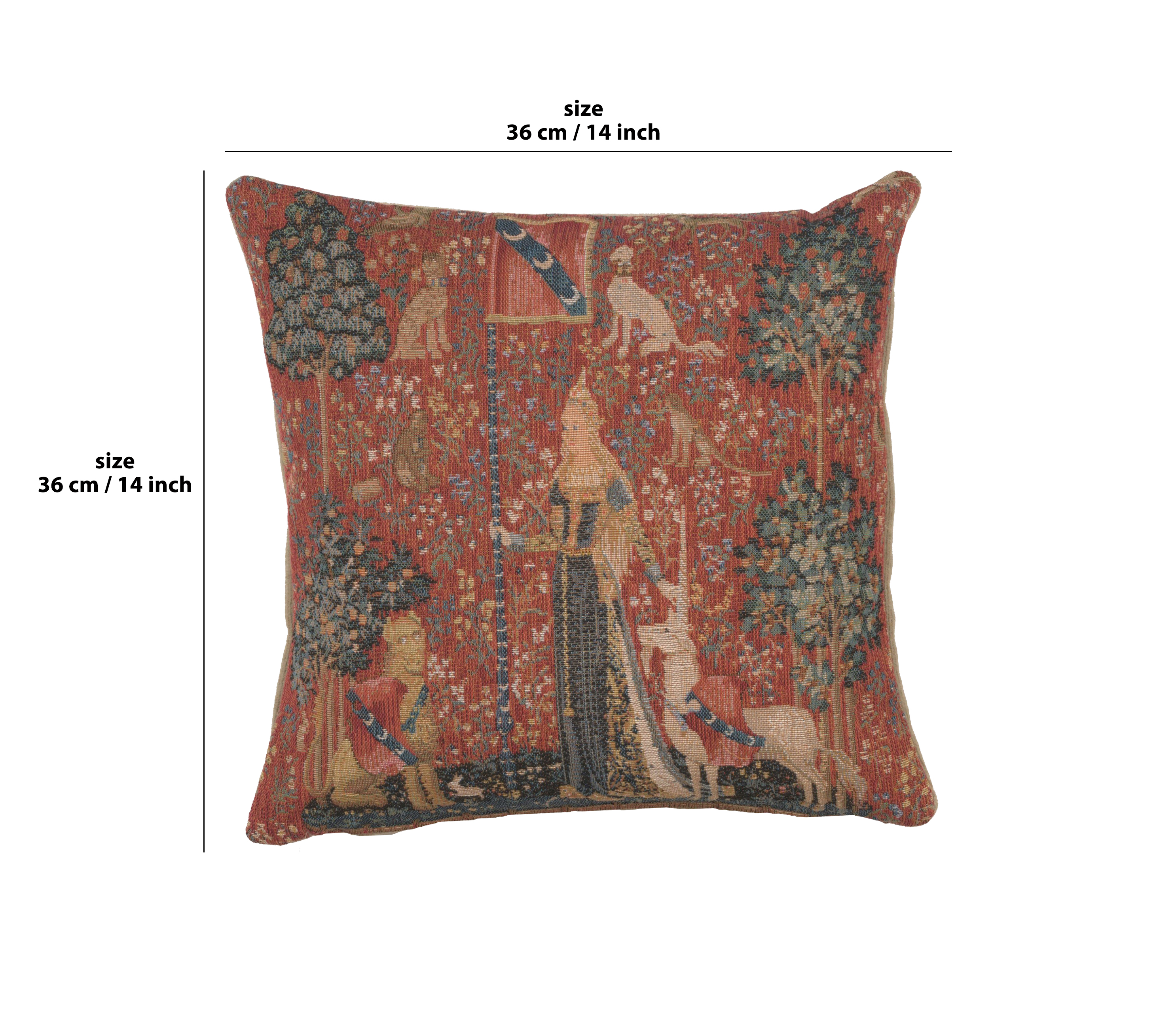 Medieval The Touch Small Tapestry Pillow Cover 14x14 Inch Cotton Jacquard Woven Cushion Cover