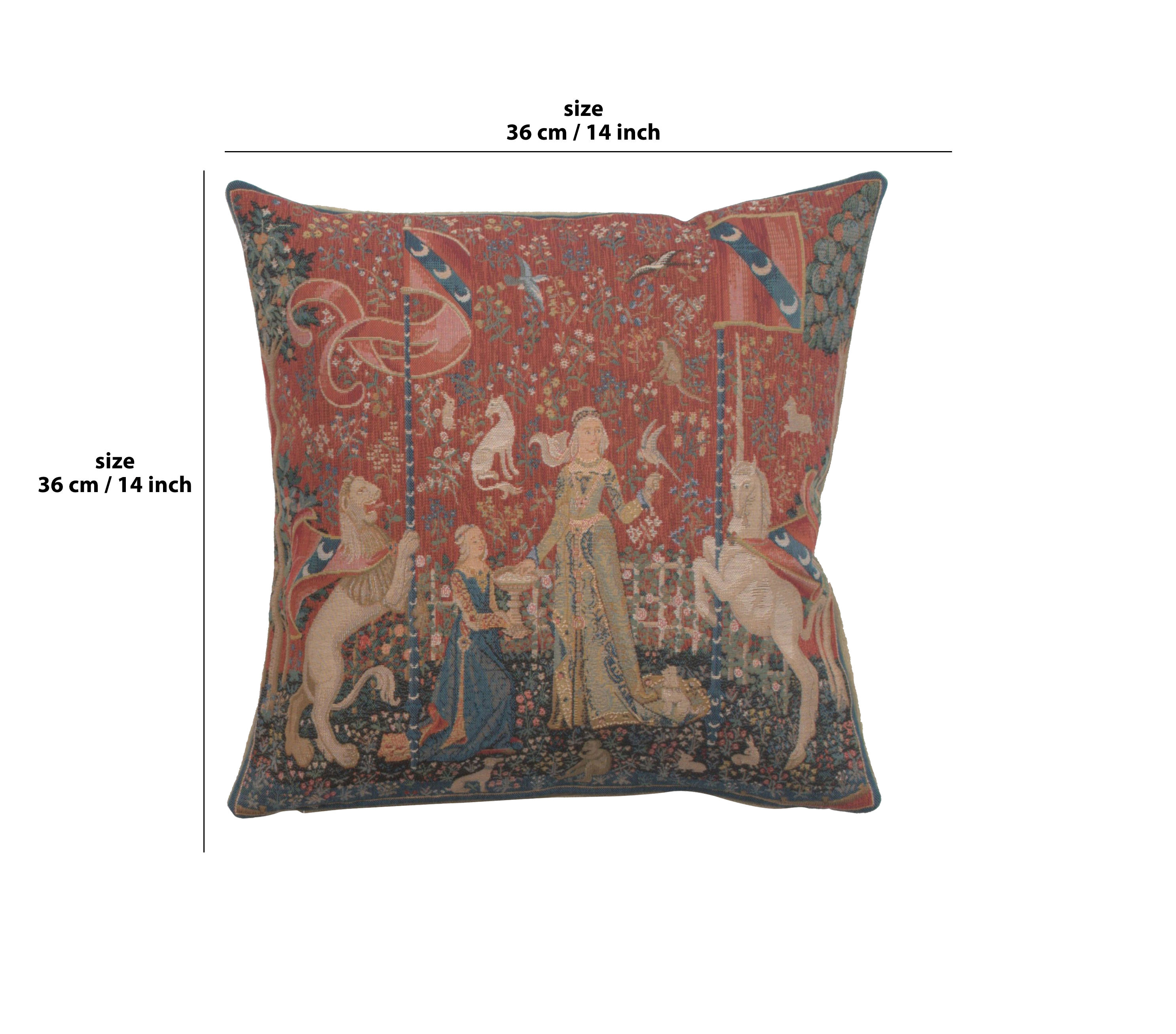 Medieval The Taste Small Tapestry Pillow Cover 14x14 Inch Cotton Jacquard Woven Cushion Cover