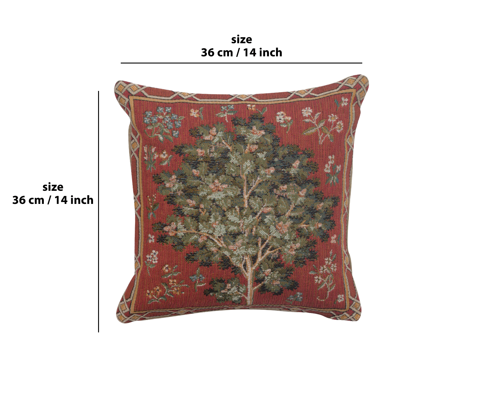 Medieval Oak Tapestry Pillow Cover 14x14 Inch Cotton Jacquard Woven Cushion Cover