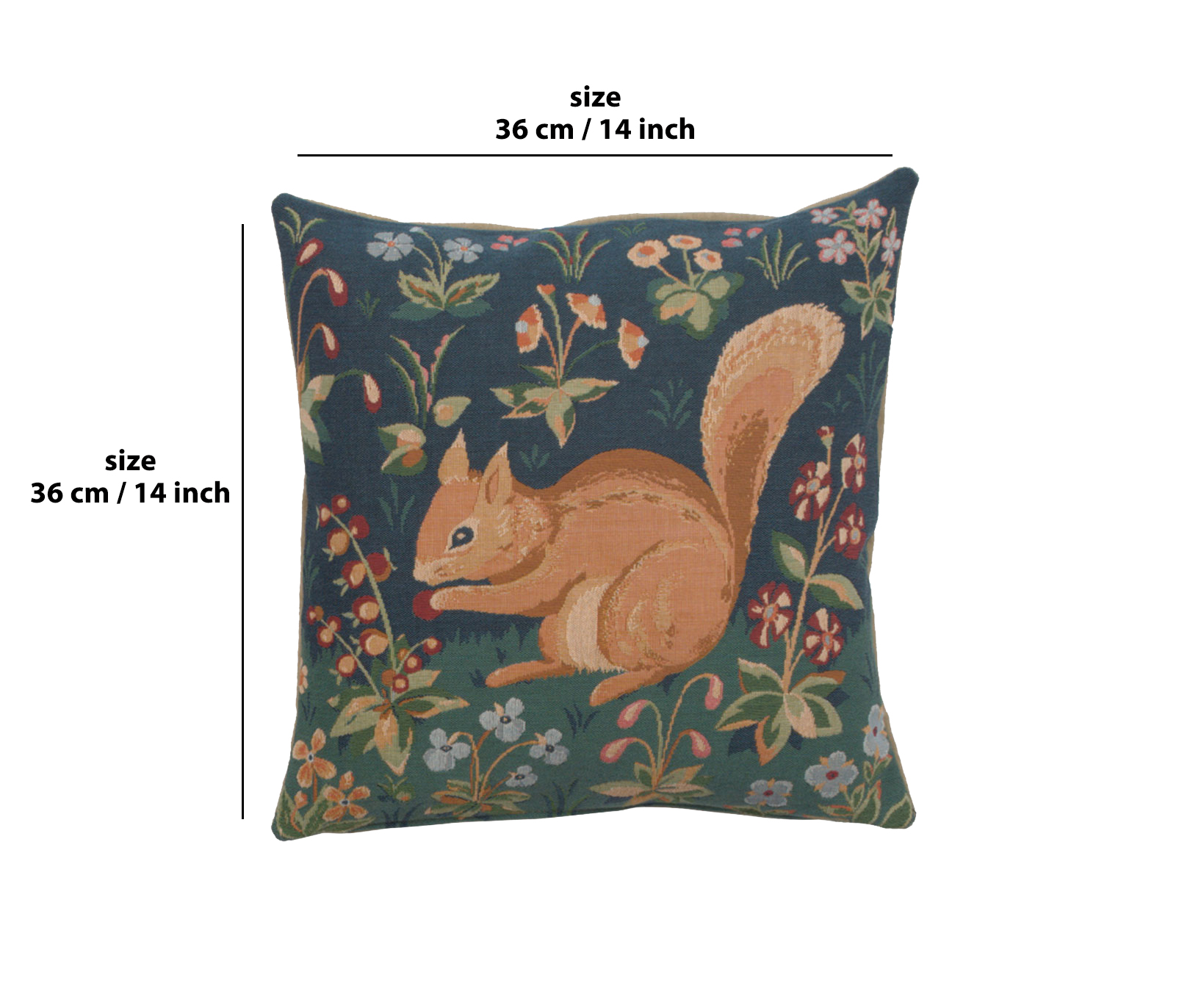 Medieval Squirrel Tapestry Pillow Cover 14x14 Inch Cotton Jacquard Woven Cushion Cover