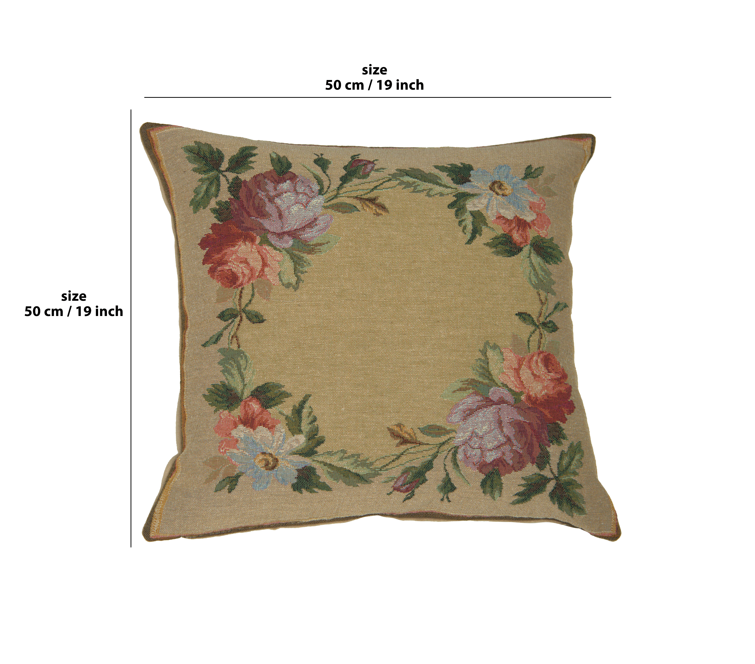 Floral Amboise I Tapestry Pillow Cover 19x19 Inch Cotton Jacquard Woven Cushion Cover
