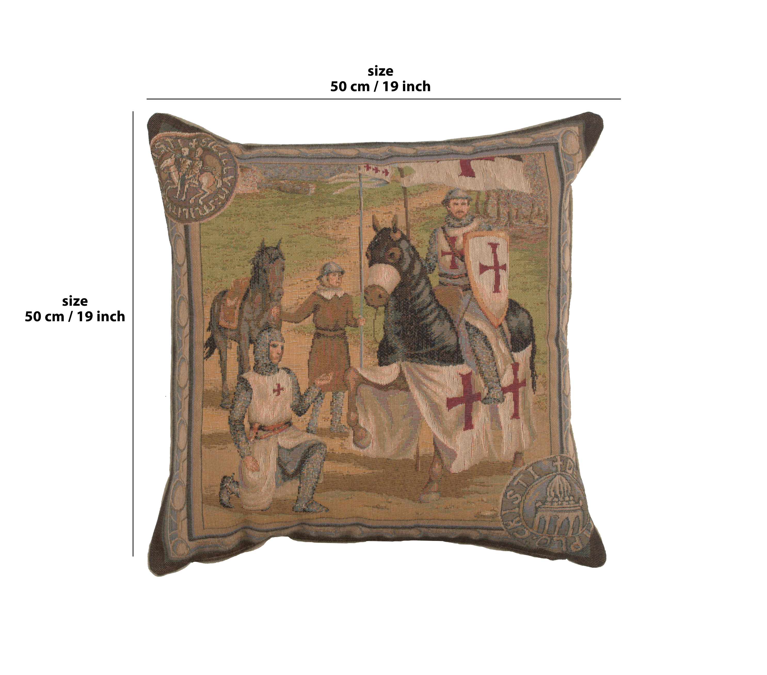 Templar's French Tapestry Pillow Cover 19x19 Inch Cotton Jacquard Woven Cushion Cover