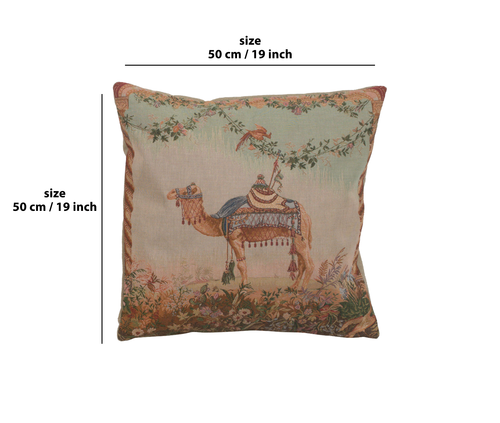 Jean Baptiste Huet Camel French Tapestry Pillow Cover 19x19 Inch Cotton Jacquard Woven Cushion Cover