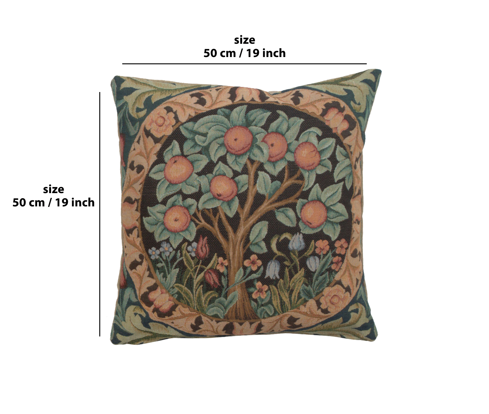 Orange Tree Medieval Tapestry Pillow Cover 19x19 inch European Cotton Jacquard Woven Cushion Cover