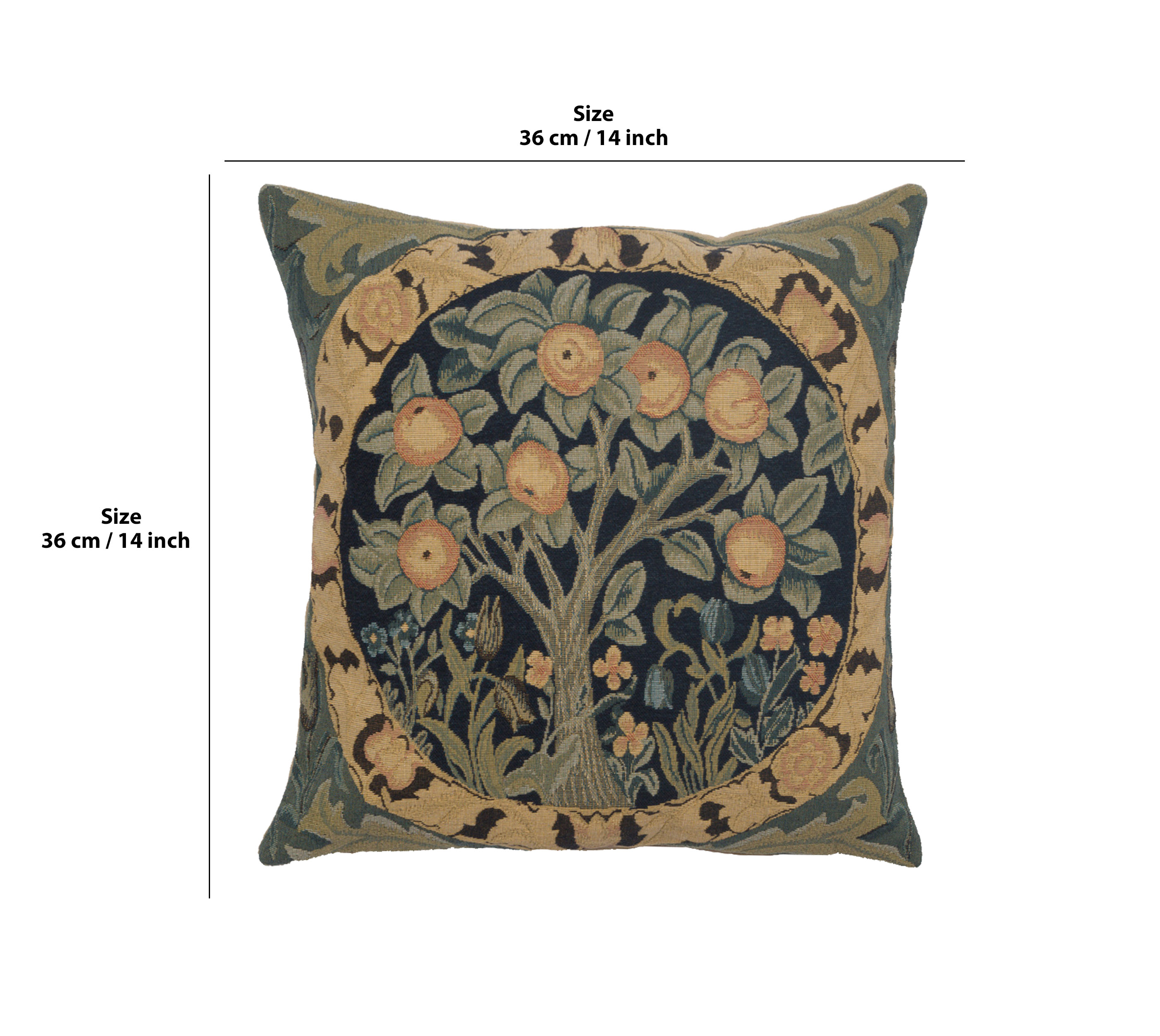 William Morris Orange Tree IV Tapestry Pillow Cover 14x14 Inch Cotton Jacquard Woven Cushion Cover