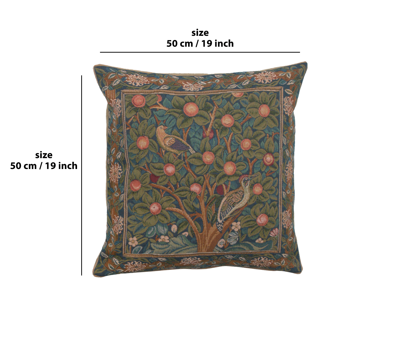 Woodpecker French Tapestry Pillow Cover 19x19 inch Cotton Jacquard Woven Cushion Cover