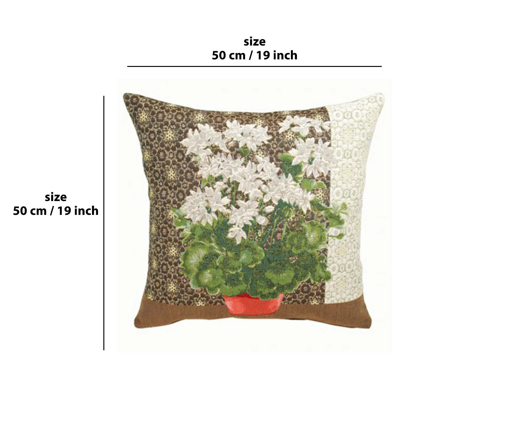 Floral Geranium I White Tapestry Pillow Cover 18x18 Inch Cotton Jacquard Woven Cushion Cover