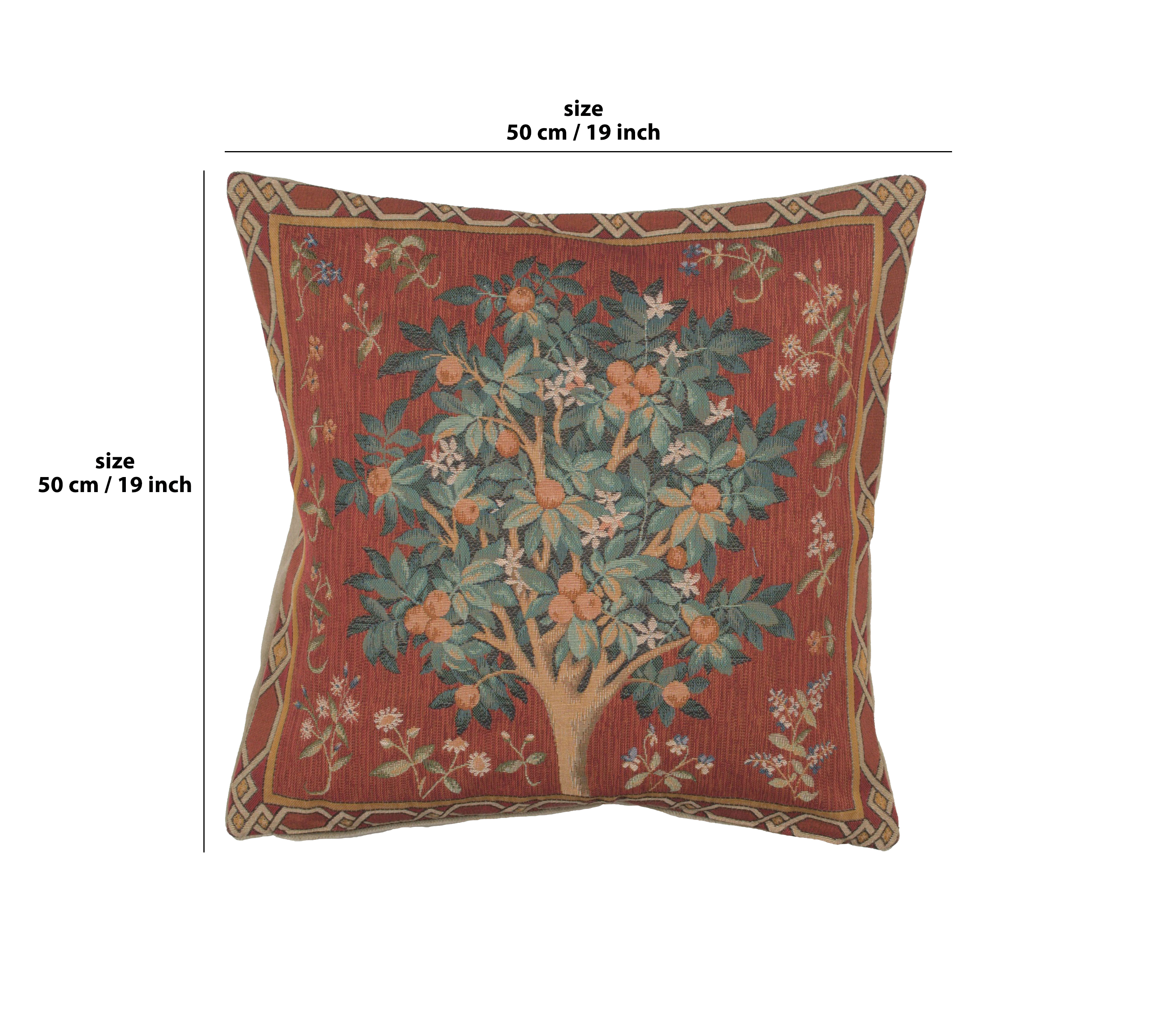 William Morris Orange Tree Large Tapestry Pillow Cover 19x19 Inch Cotton Jacquard Woven Cushion Cover