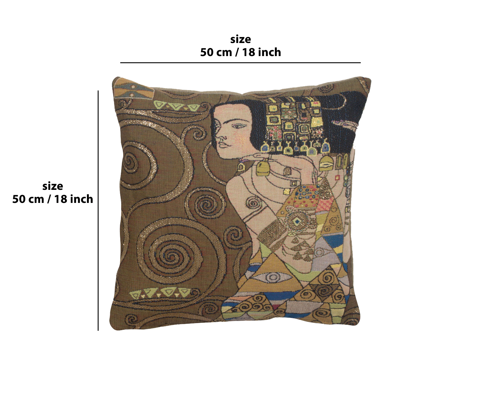 Gustav Klimt Nuit L'Attente Tapestry Pillow Cover 18x18 Inch Cotton Jacquard Woven Cushion Cover